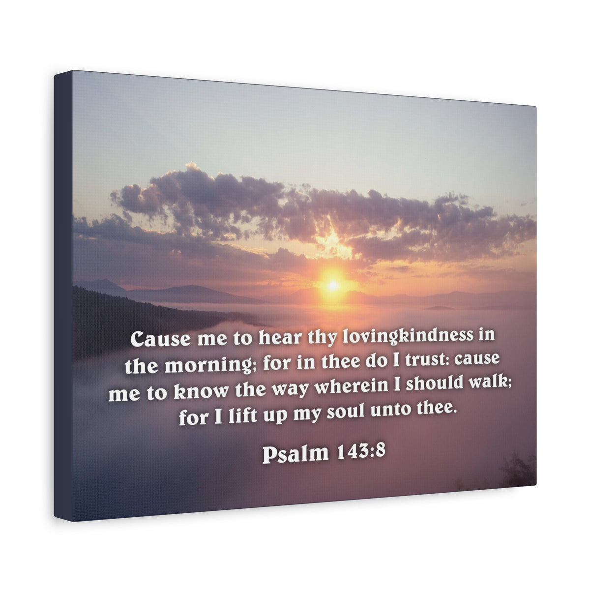 Scripture Canvas Lift Up My Soul Psalm 143:8 Christian Wall Art Bible Verse Print Ready to Hang
