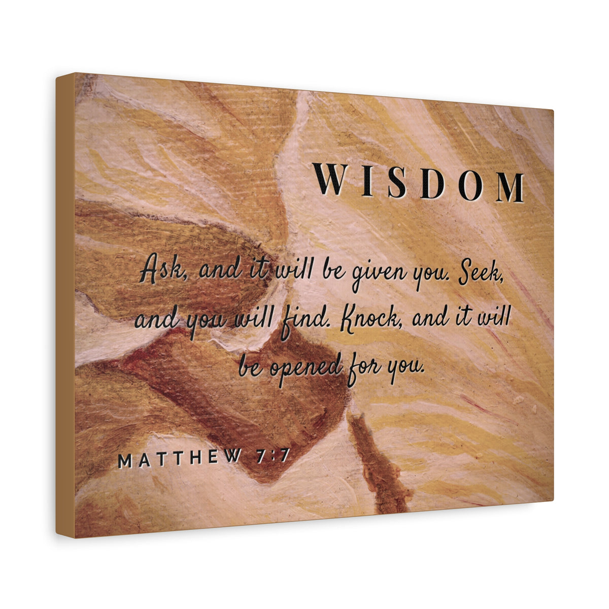 Scripture Canvas Wisdom Matthew 7:7 Christian Wall Art Bible Verse Print Ready to Hang