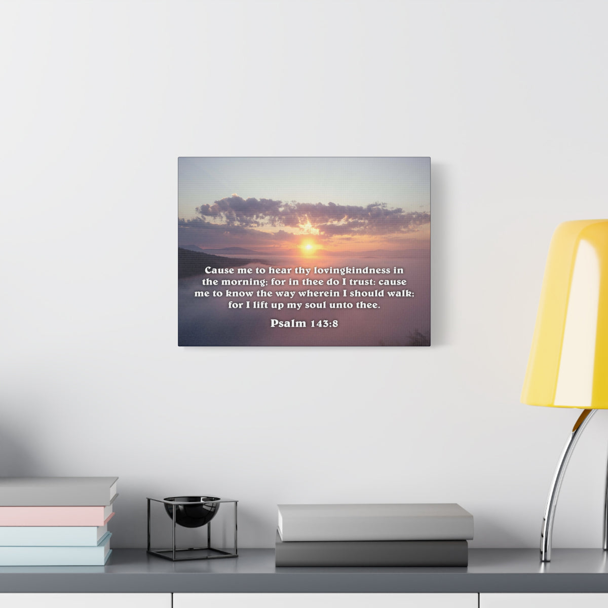 Scripture Canvas Lift Up My Soul Psalm 143:8 Christian Wall Art Bible Verse Print Ready to Hang