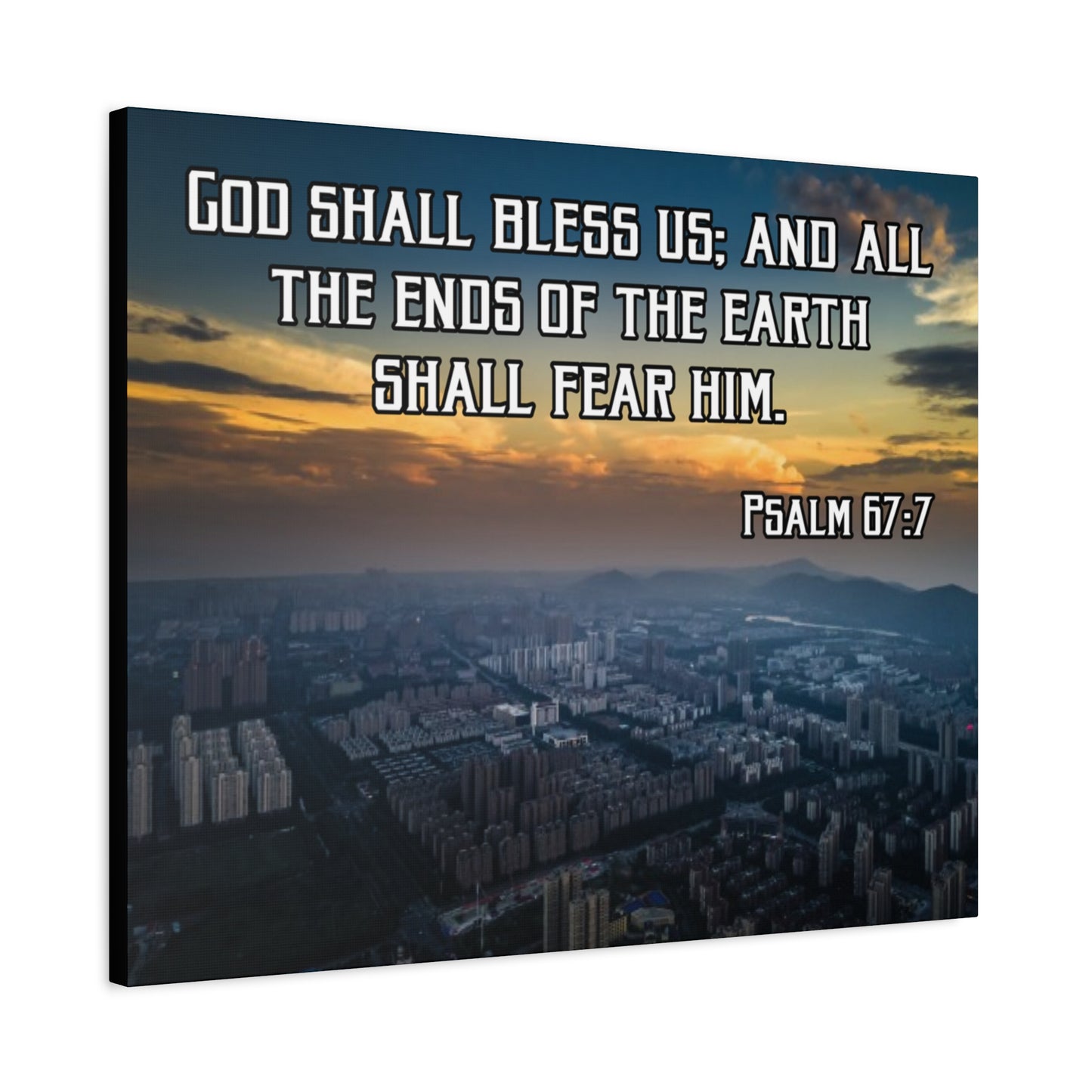 Bible Verse Canvas God Shall Bless Us Psalm 67:7 Christian Home Décor Wall Art Scripture Ready to Hang Faith Print