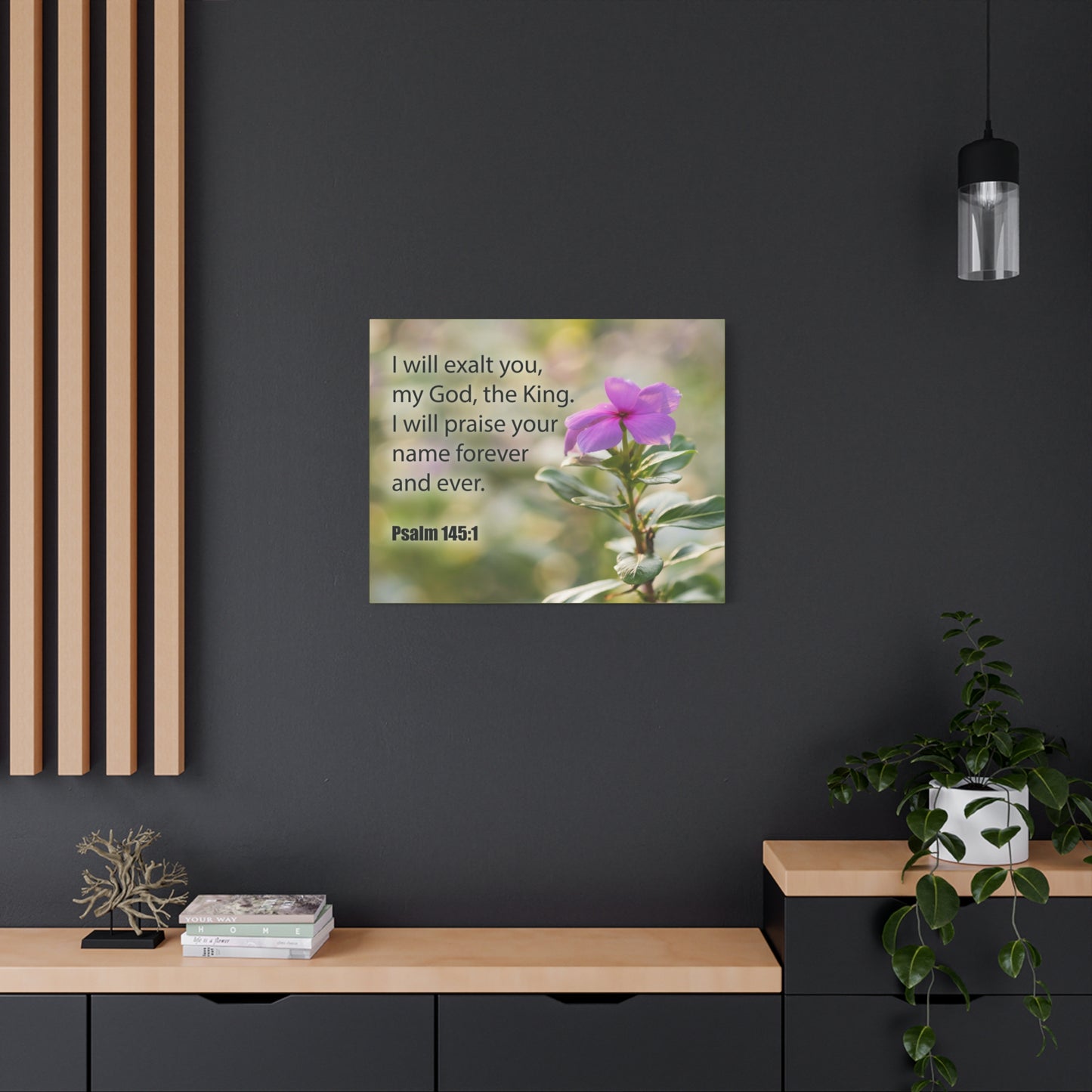 Bible Verse Canvas God The King Psalm 145:1 Christian Home Decor Scripture Art