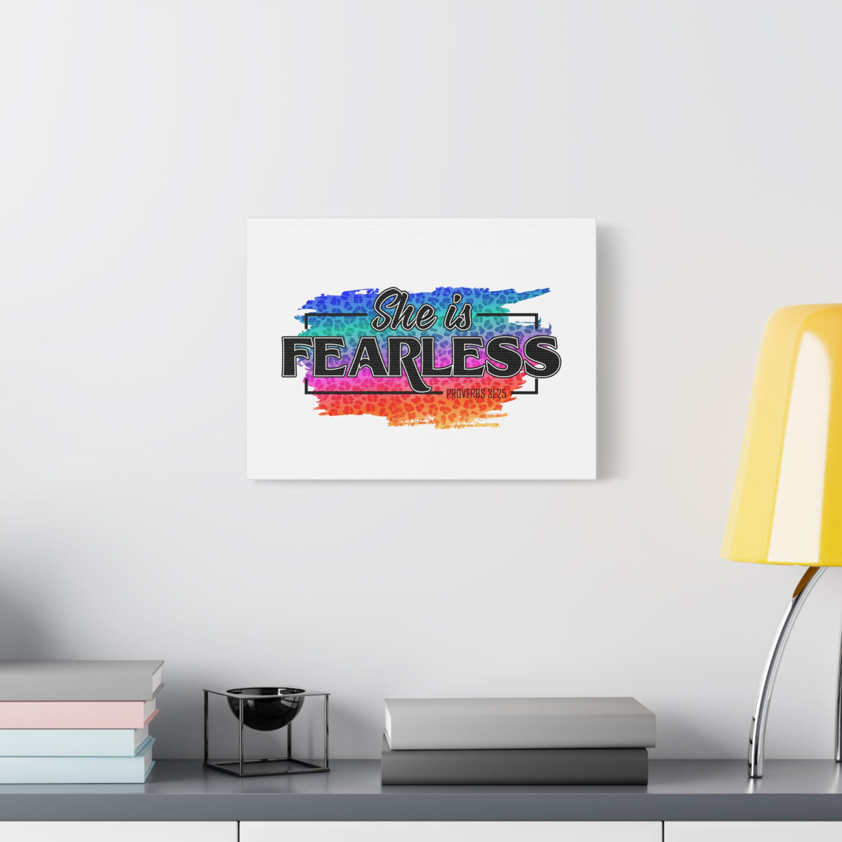 Scripture Canvas She Is Fearless Proverbs 31:25 Christian Wall Art Bible Verse Print Ready to Hang