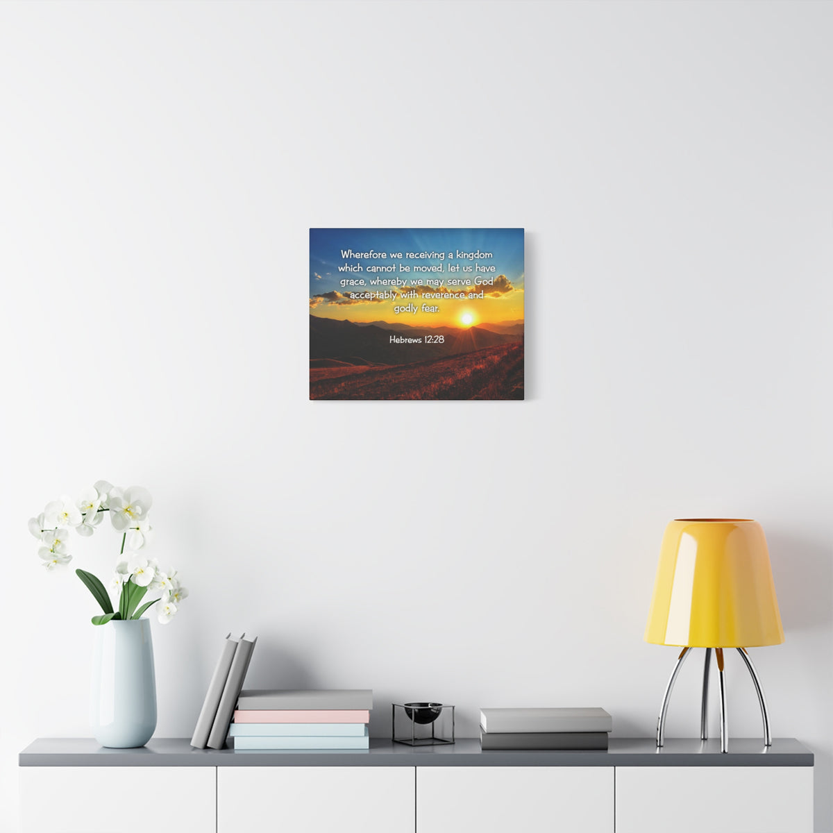 Scripture Canvas Kingdom Hebrews 12:28 KJV Christian Wall Art Bible Verse Print Ready to Hang
