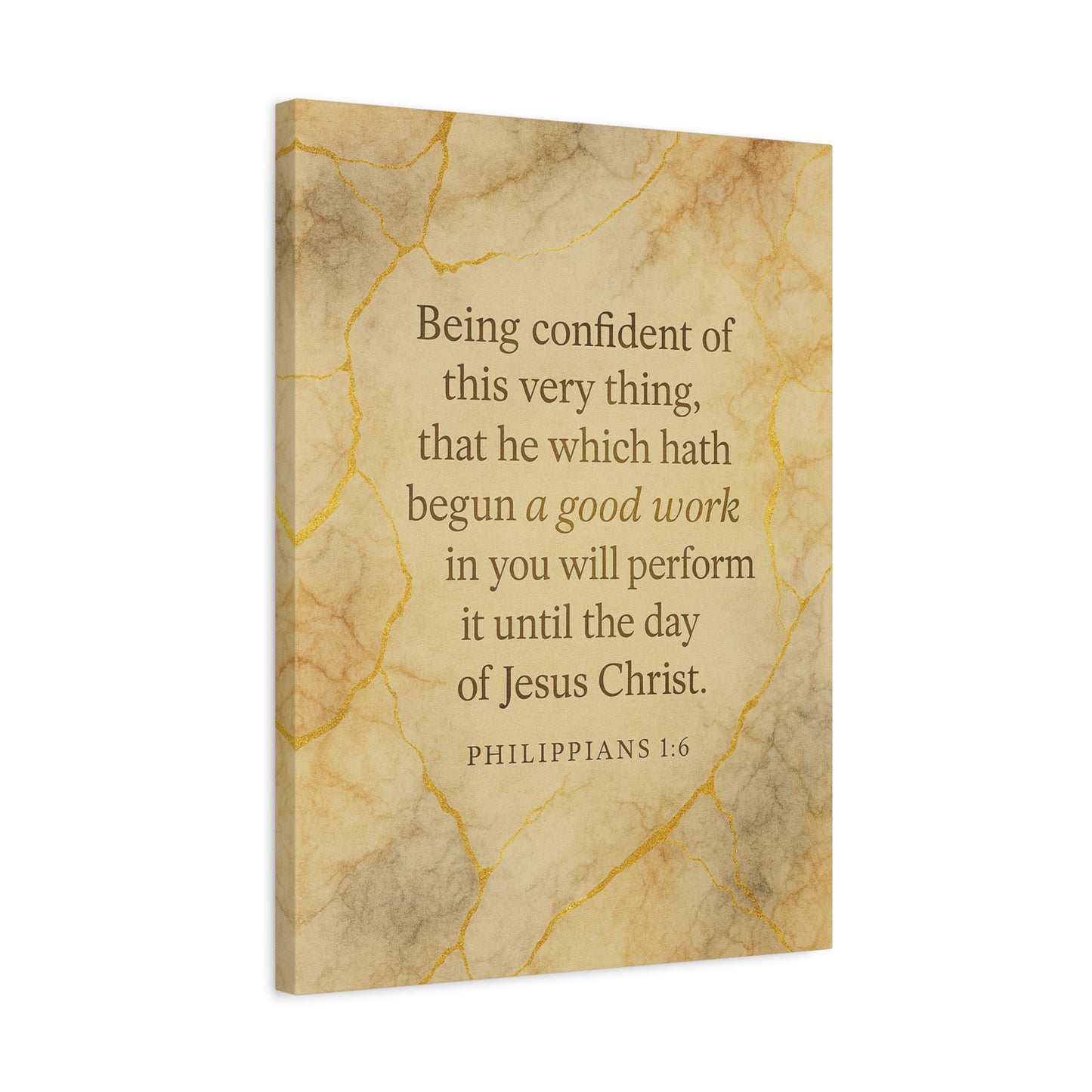 Bible Verse Canvas Philippians 1:6 Christian Home Décor Wall Art Scripture Ready to Hang Faith Print