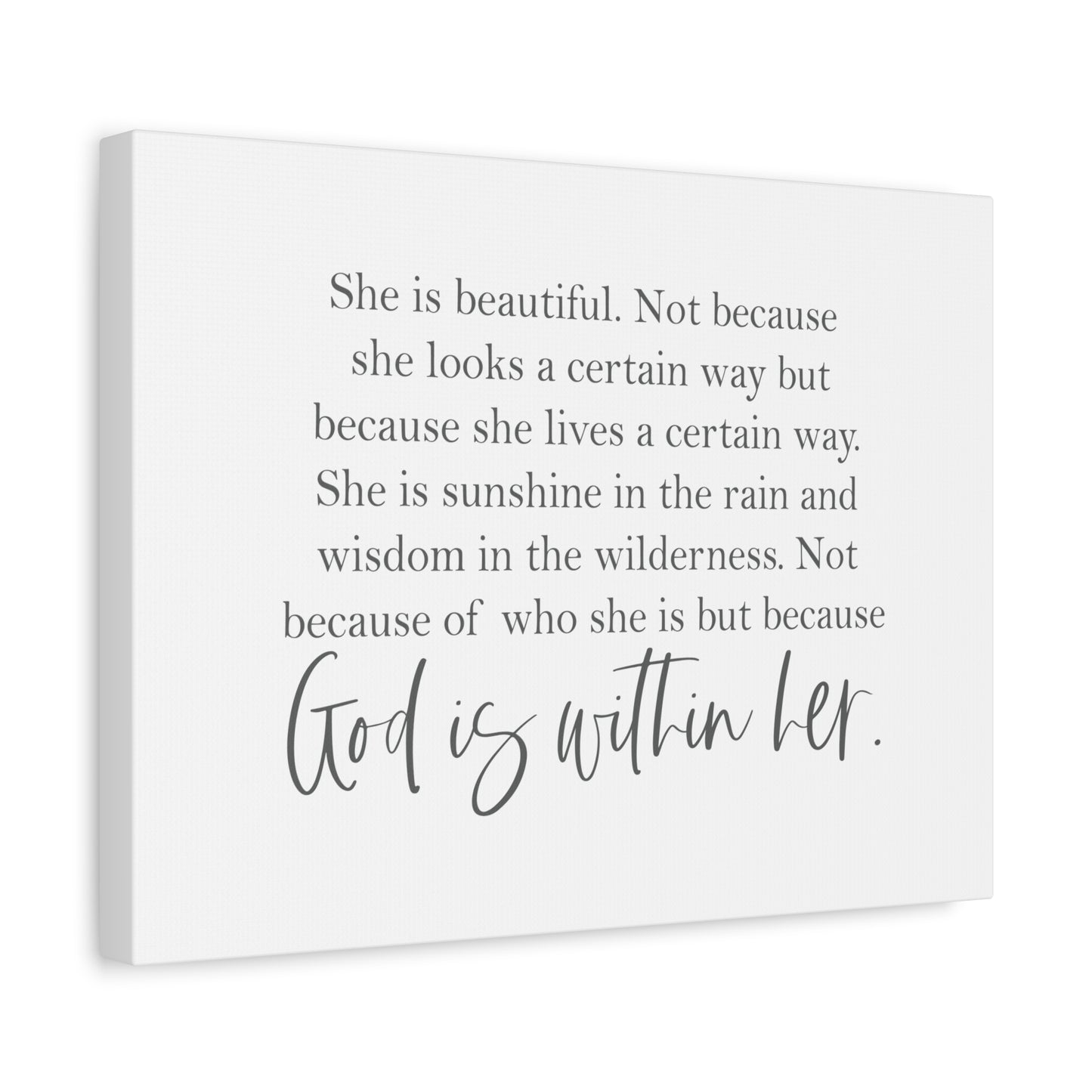 Scripture Canvas God Is Within Her Psalm 46:5 Christian Wall Art Bible Verse Print Ready to Hang
