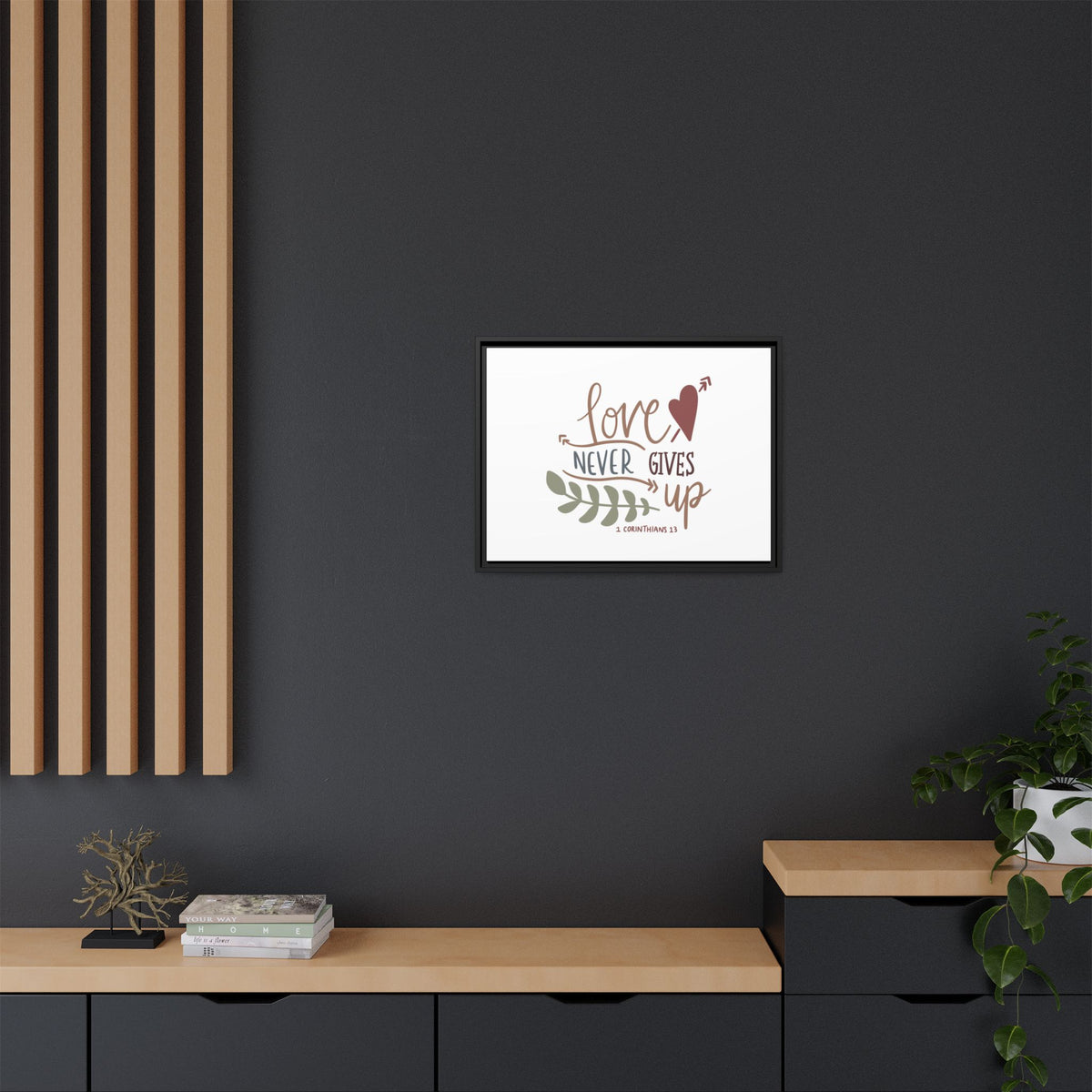 Scripture Canvas Love Never Gives Up 1 Corinthians 13 Christian Wall Art Bible Verse Print Ready to Hang