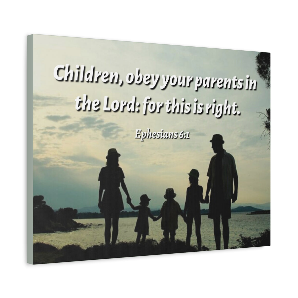 Scripture Canvas Obey Your Parents Ephesians 6:1 Christian Wall Art Bible Verse Print Ready to Hang