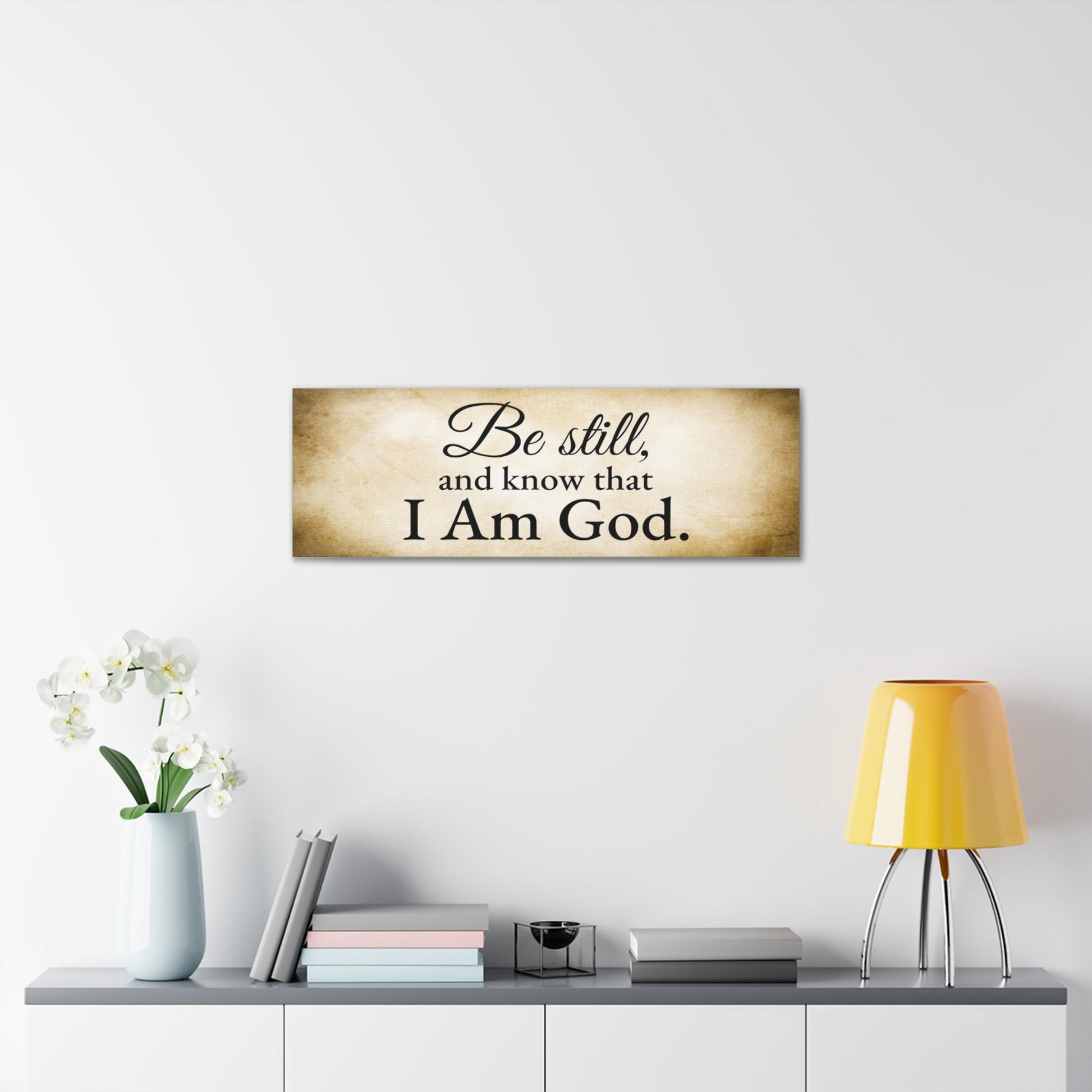 Scripture Walls Be Still Psalm 46:10 Gold Bible Verse Canvas Christian Wall Art Ready to Hang Unframed-Express Your Love Gifts