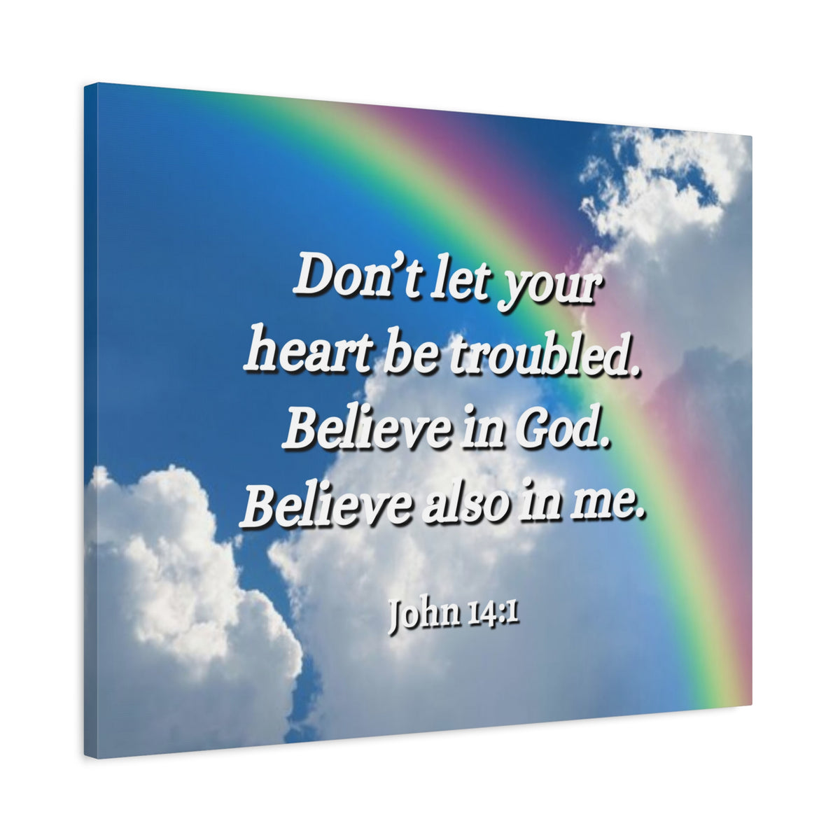 Scripture Canvas Believe In God John 14:1 Christian Wall Art Bible Verse Print Ready to Hang