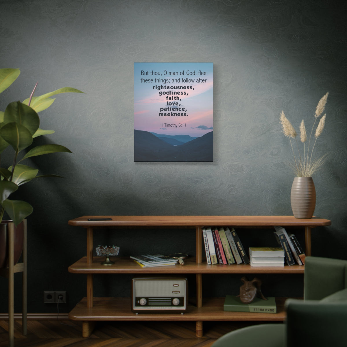 Scripture Canvas O Man of God 1 Timothy 6:11 Christian Wall Art Bible Verse Print Ready to Hang