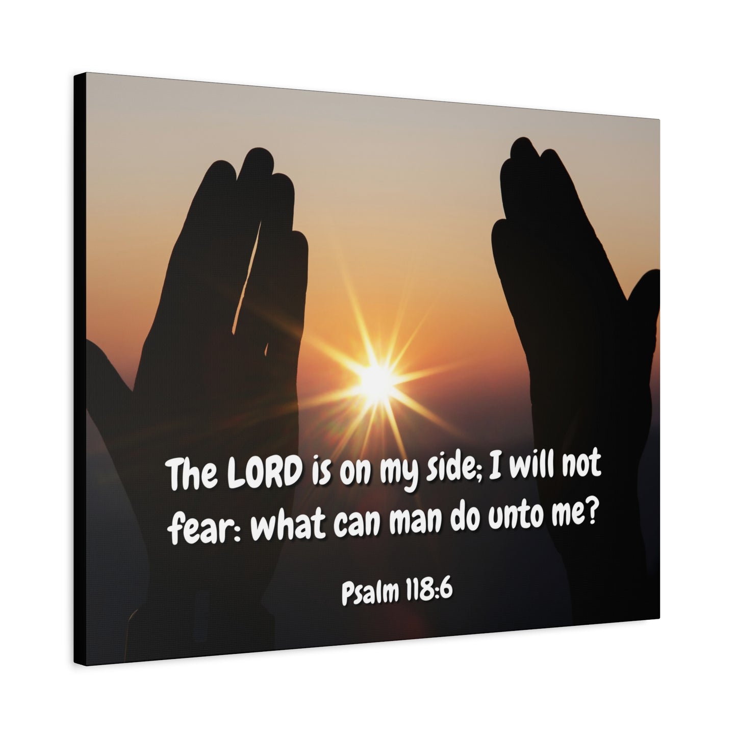 Scripture Canvas God Is On My Side Psalm 118:6 Christian Wall Art Bible Verse Print Ready to Hang