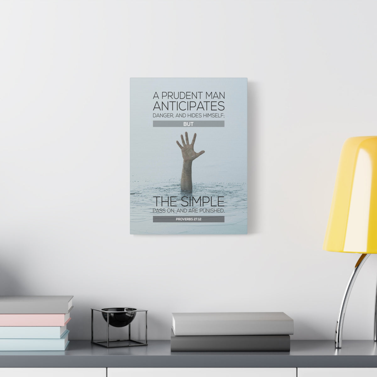 Scripture Canvas A Prudent Man Drowning Proverbs 27:12 Christian Wall Art Bible Verse Print Ready to Hang