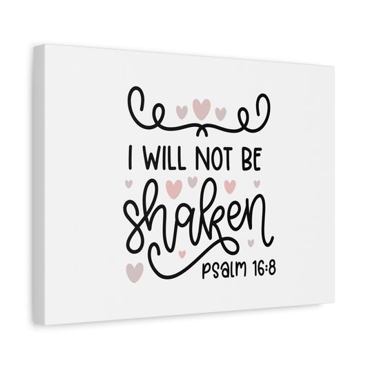 Scripture Canvas I Will Not Be Shaken Psalm 16:8 Christian Wall Art Bible Verse Print Ready to Hang