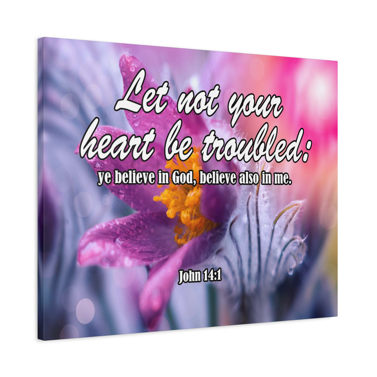 Scripture Canvas Believe in God John 14:1 Christian Wall Art Bible Verse Print Ready to Hang