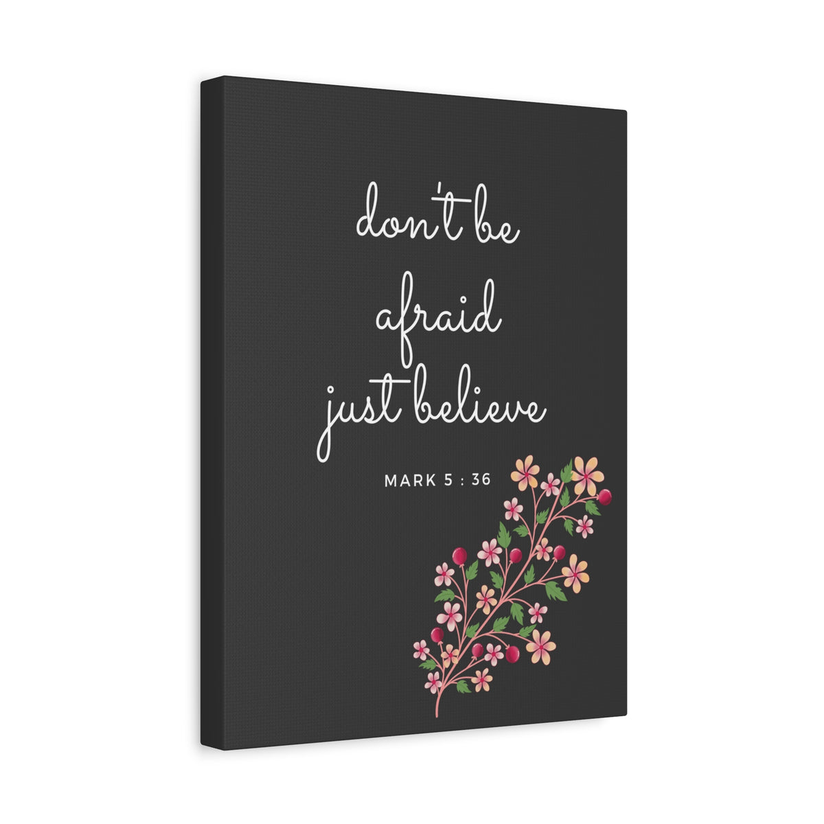 Scripture Canvas Just Believe Mark 5:36 Christian Wall Art Bible Verse Print Ready to Hang