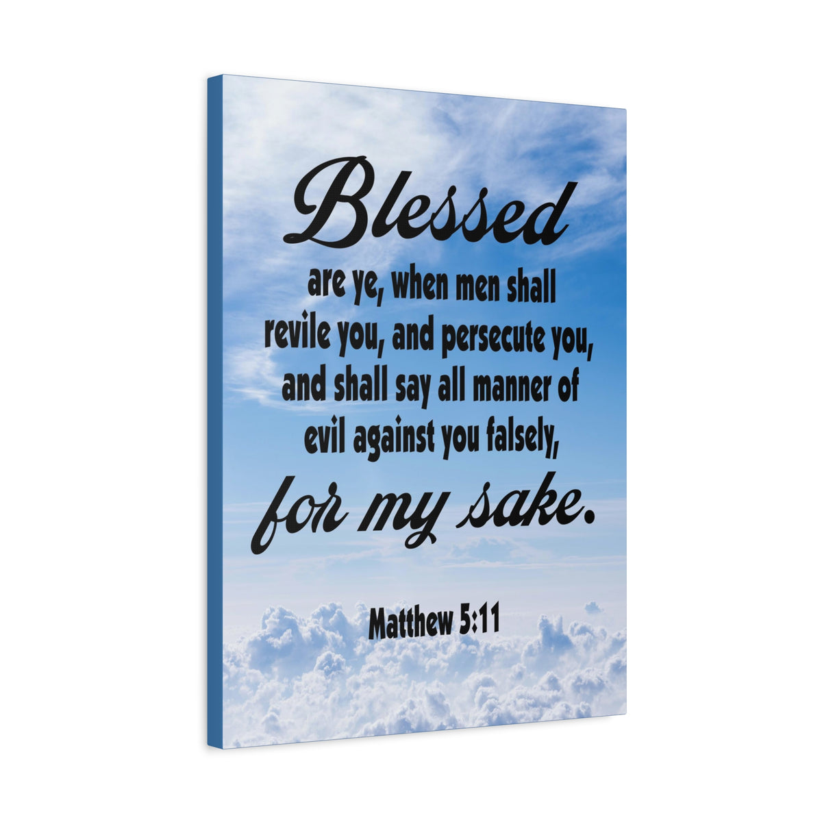 Scripture Canvas Blessed For My Sake Matthew 5:11 Christian Wall Art Bible Verse Print Ready to Hang