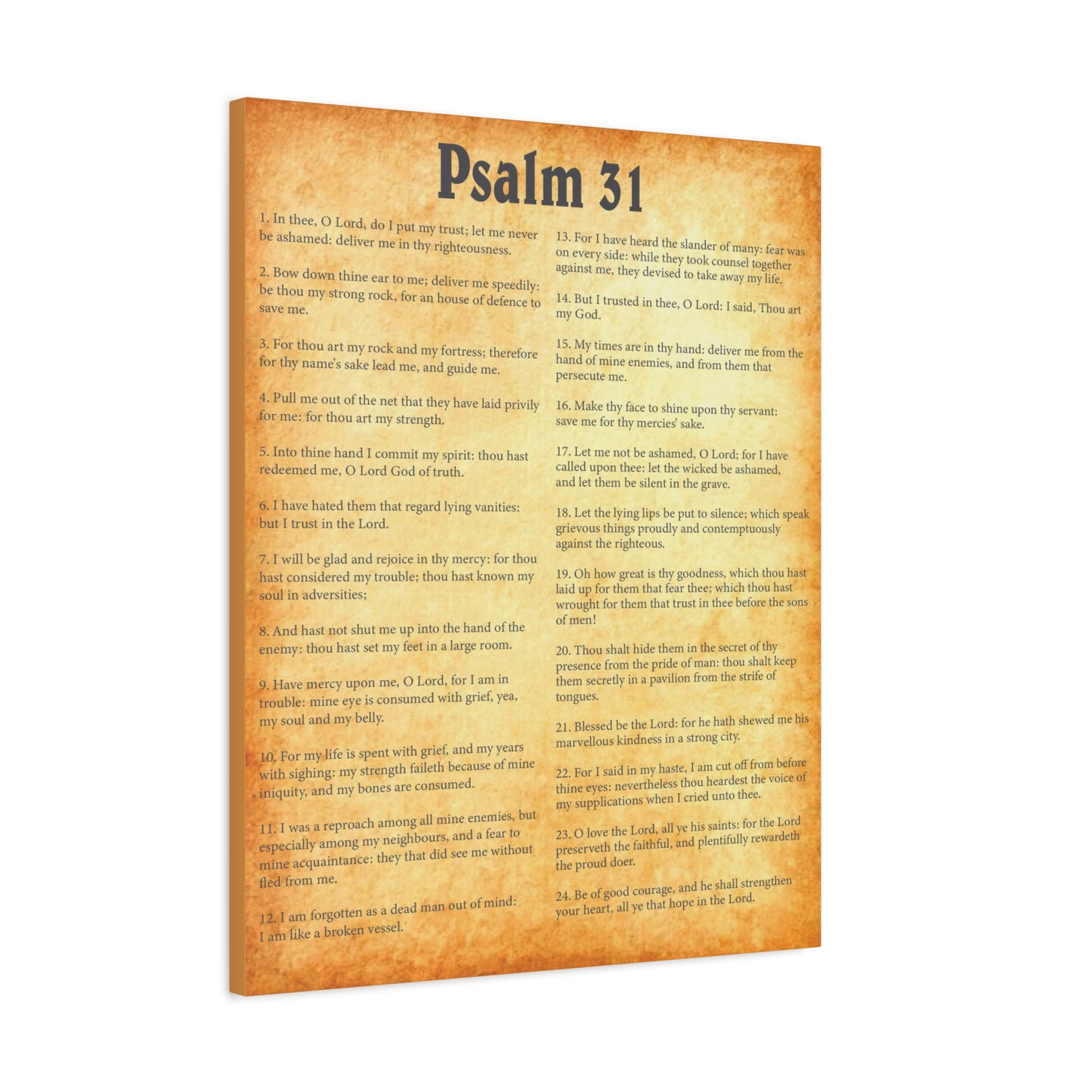 Scripture Walls Psalm 31 Gold Bible Chapter Canvas Christian Wall Art Ready to Hang