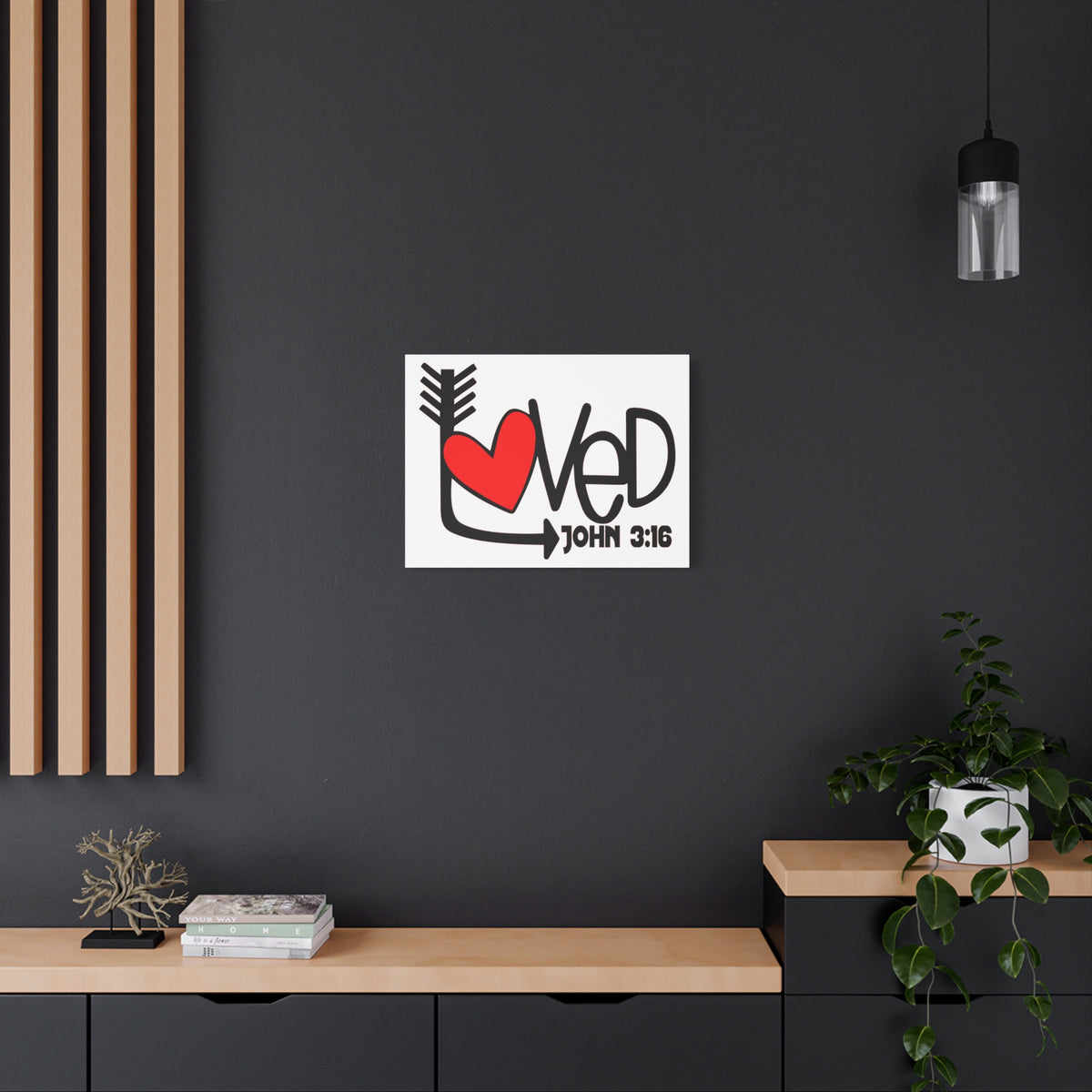 Scripture Canvas Loved John 3:16 Christian Wall Art Bible Verse Print Ready to Hang