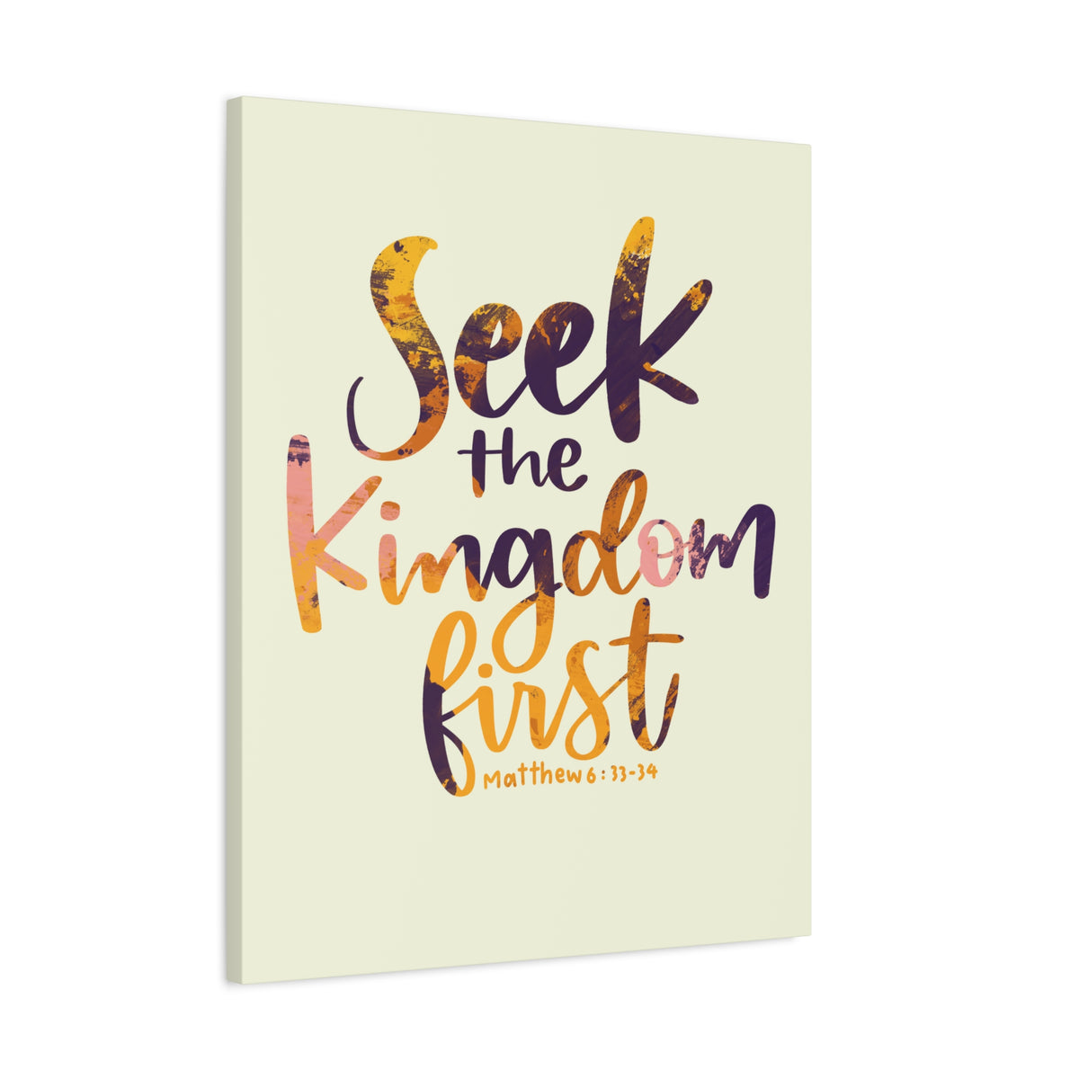 Scripture Canvas Seek The Kingdom First Matthew 6:33-34 Wall Art Bible Verse Print Ready to Hang