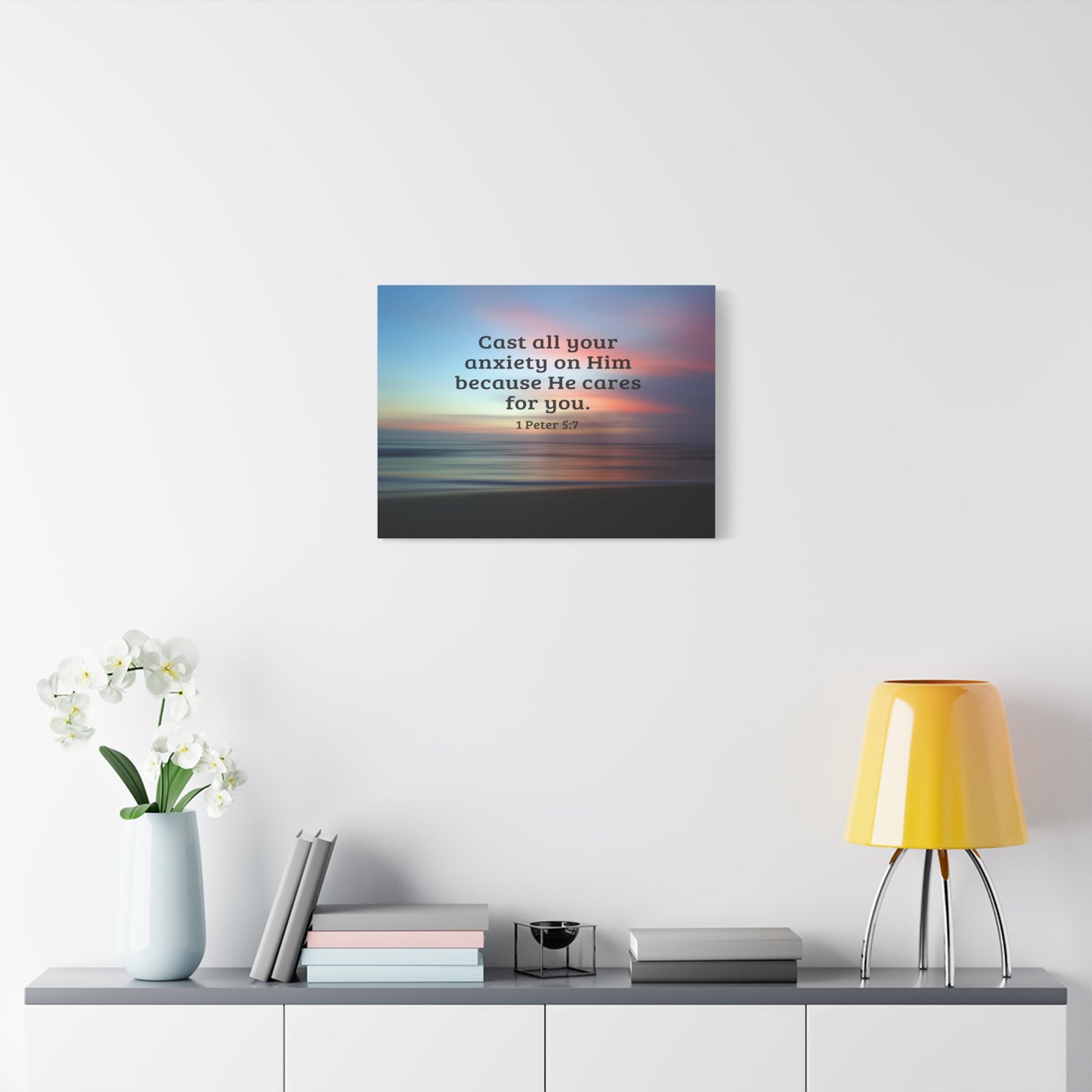 Scripture Walls He Cares For You 1 Peter 5:7 Bible Verse Canvas Christian Wall Art Ready to Hang
