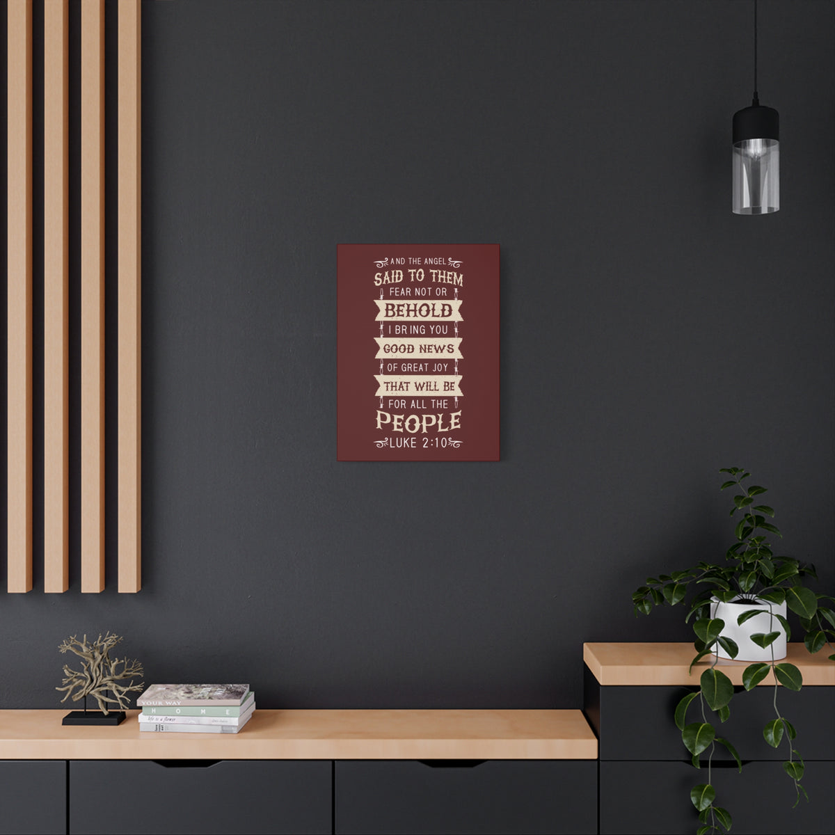 Scripture Canvas Great Joy Luke 2:10 Christian Wall Art Bible Verse Print Ready to Hang
