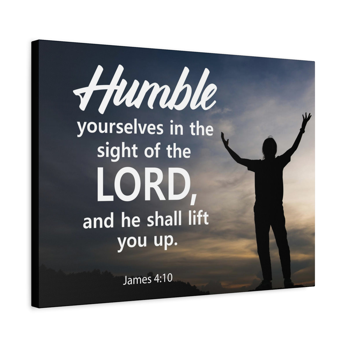 Scripture Canvas Humble Yourselves in The Lord James 4:10 Christian Wall Art Bible Verse Print Ready to Hang