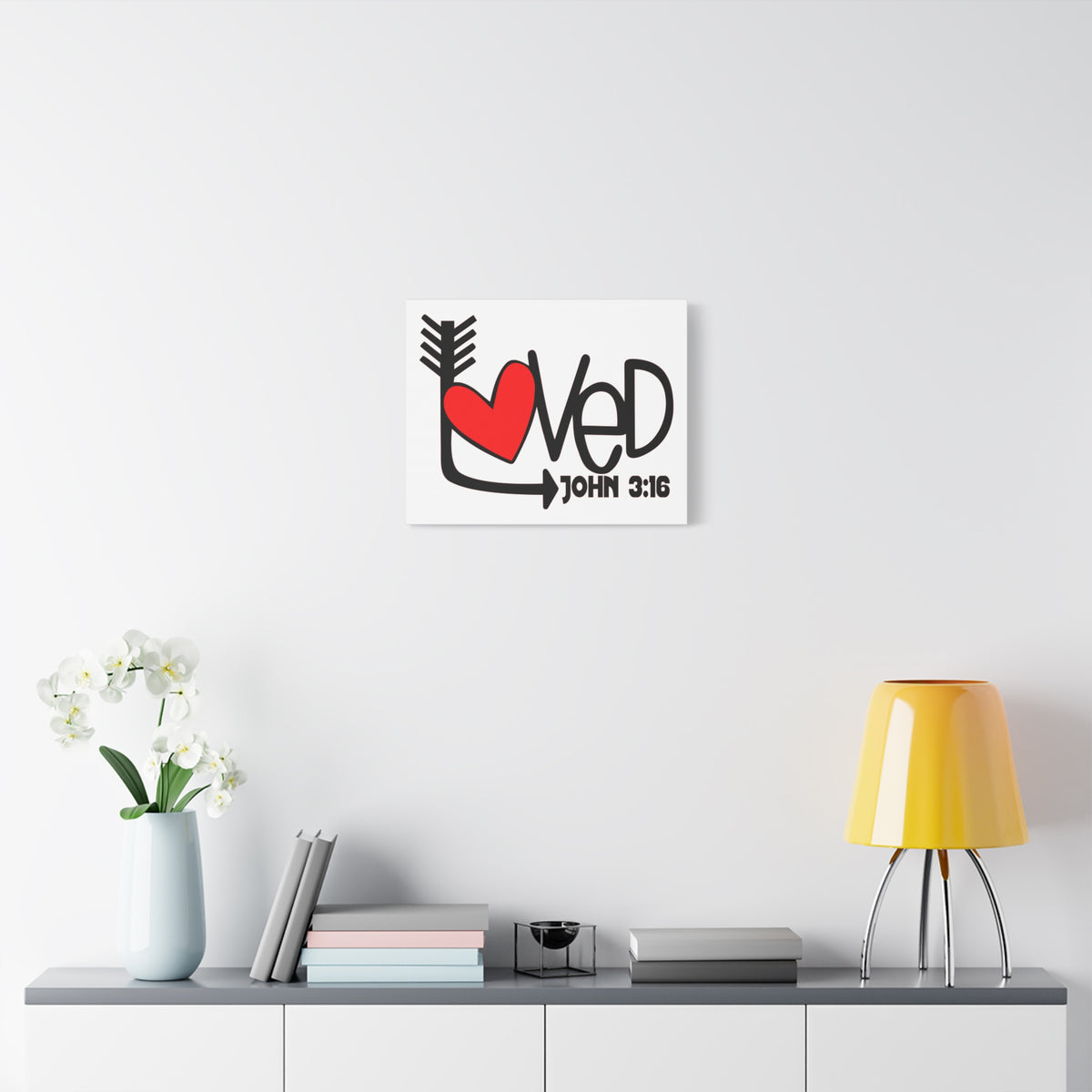 Scripture Canvas Loved John 3:16 Christian Wall Art Bible Verse Print Ready to Hang