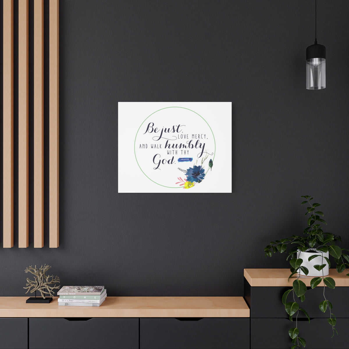 Scripture Canvas With Thy God Micah 6:8 Christian Wall Art Bible Verse Print Ready to Hang