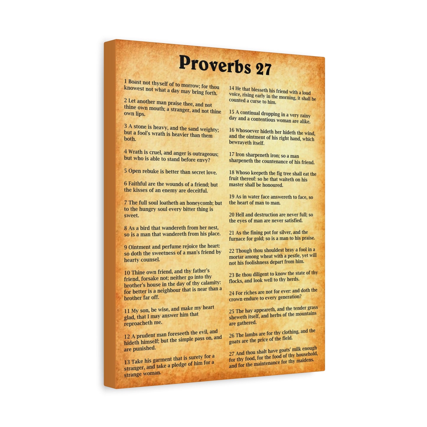 Scripture Walls Proverbs Chapter 27 Gold Bible Canvas Christian Wall Art Ready to Hang Unframed