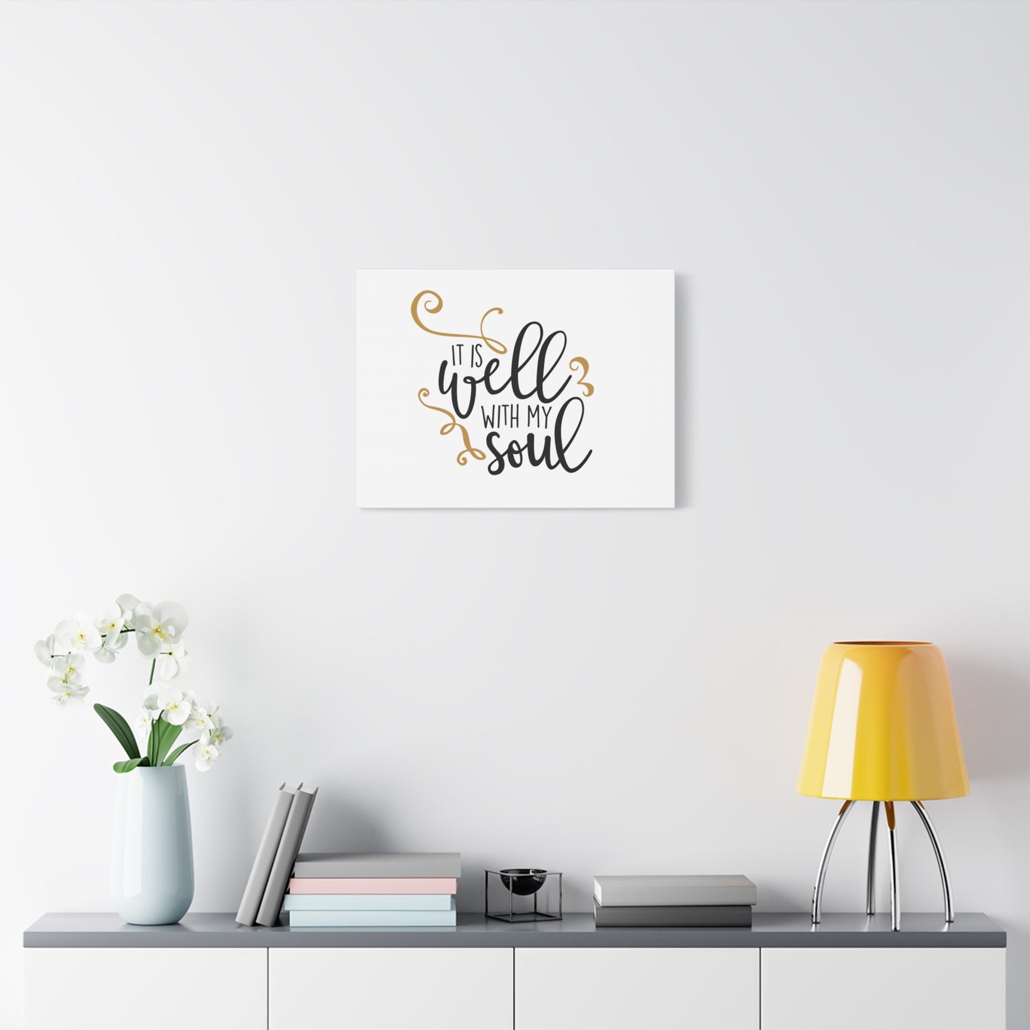 Scripture Canvas It Is Well With My Soul Psalm 42:7 White Christian Wall Art Bible Verse Print Ready to Hang