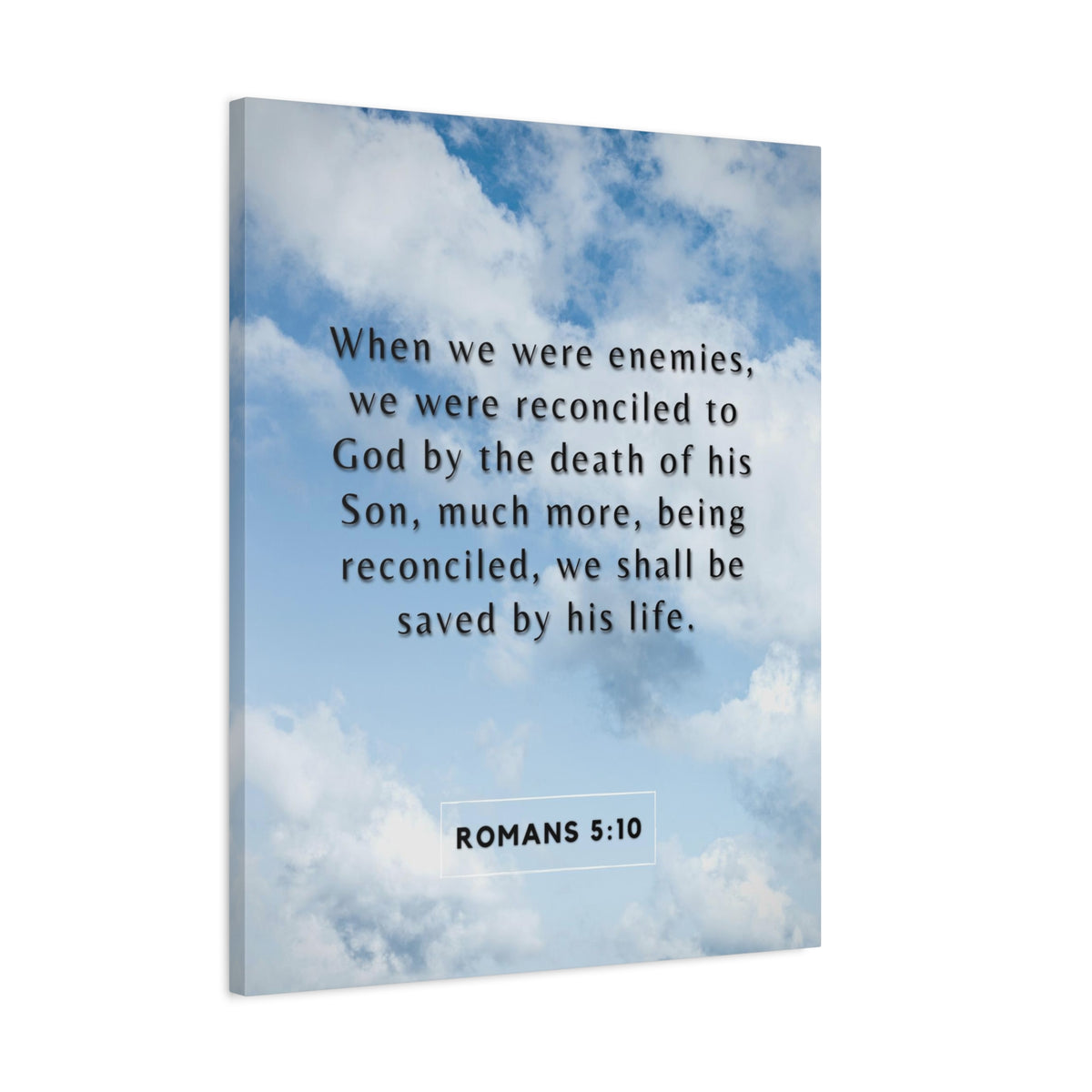 Scripture Canvas Saved By His Life Romans 5:10 Christian Wall Art Bible Verse Print Ready to Hang