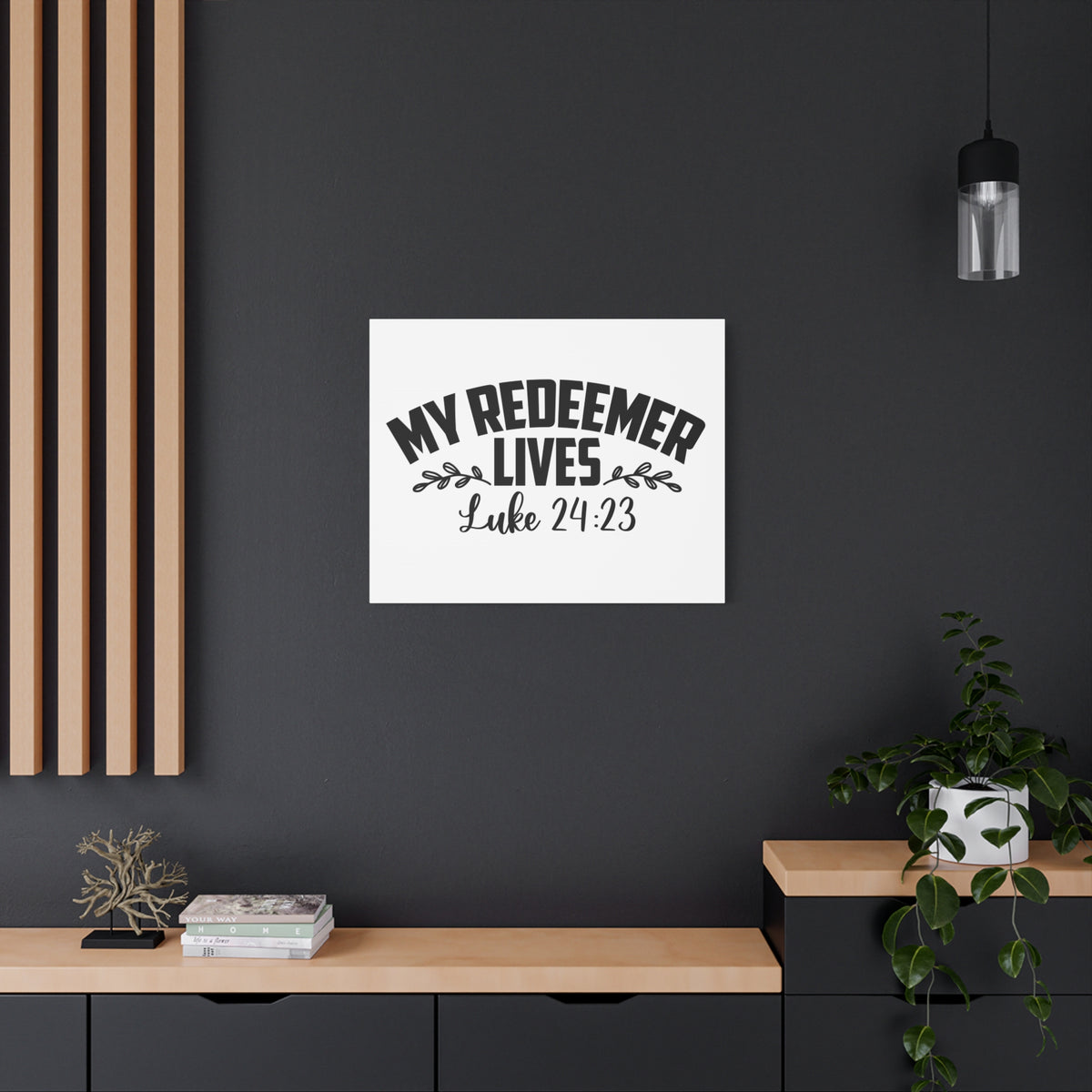 Scripture Canvas My Redeemer Lives Luke 24:23 Christian Wall Art Bible Verse Print Ready to Hang