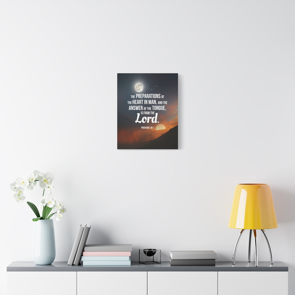 Scripture Canvas Preparations Proverbs 16:1 Christian Wall Art Bible Verse Print Ready to Hang