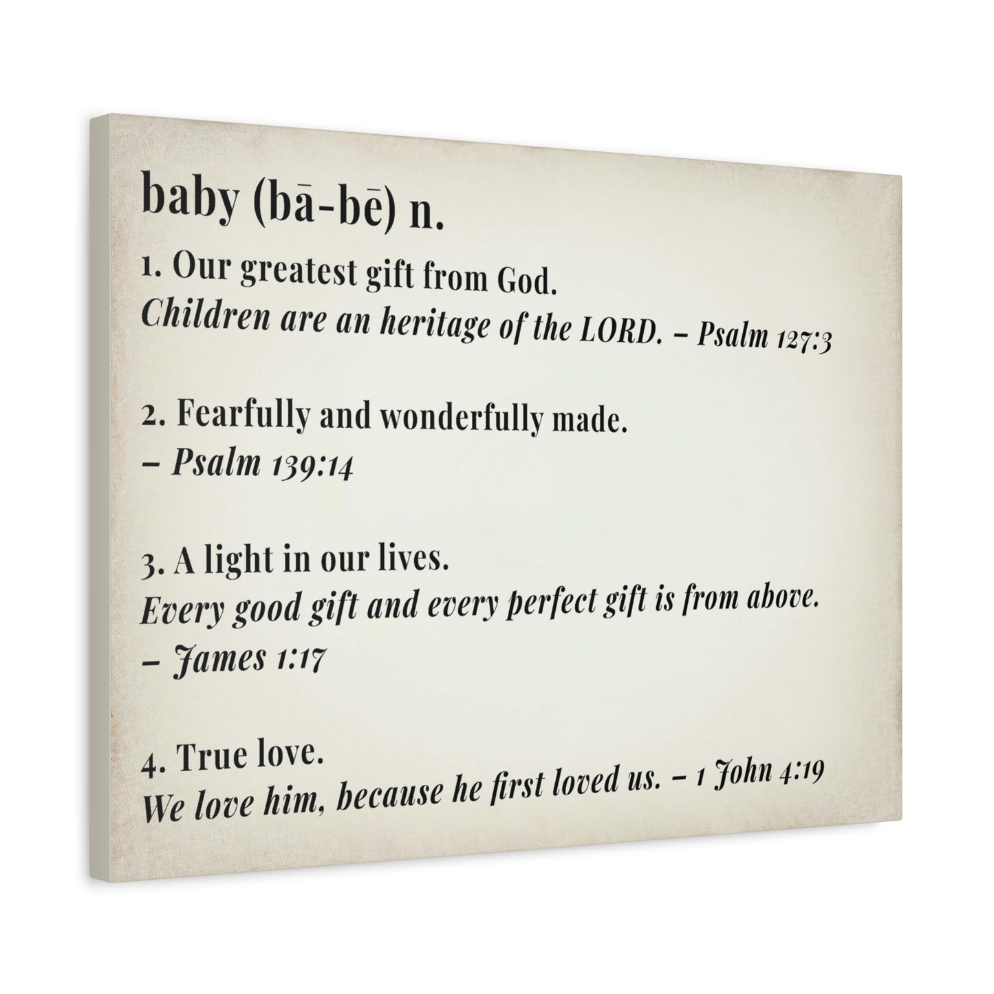 Scripture Walls Baby Definition by God Bible Verse Canvas Christian Wall Art Ready to Hang Unframed
