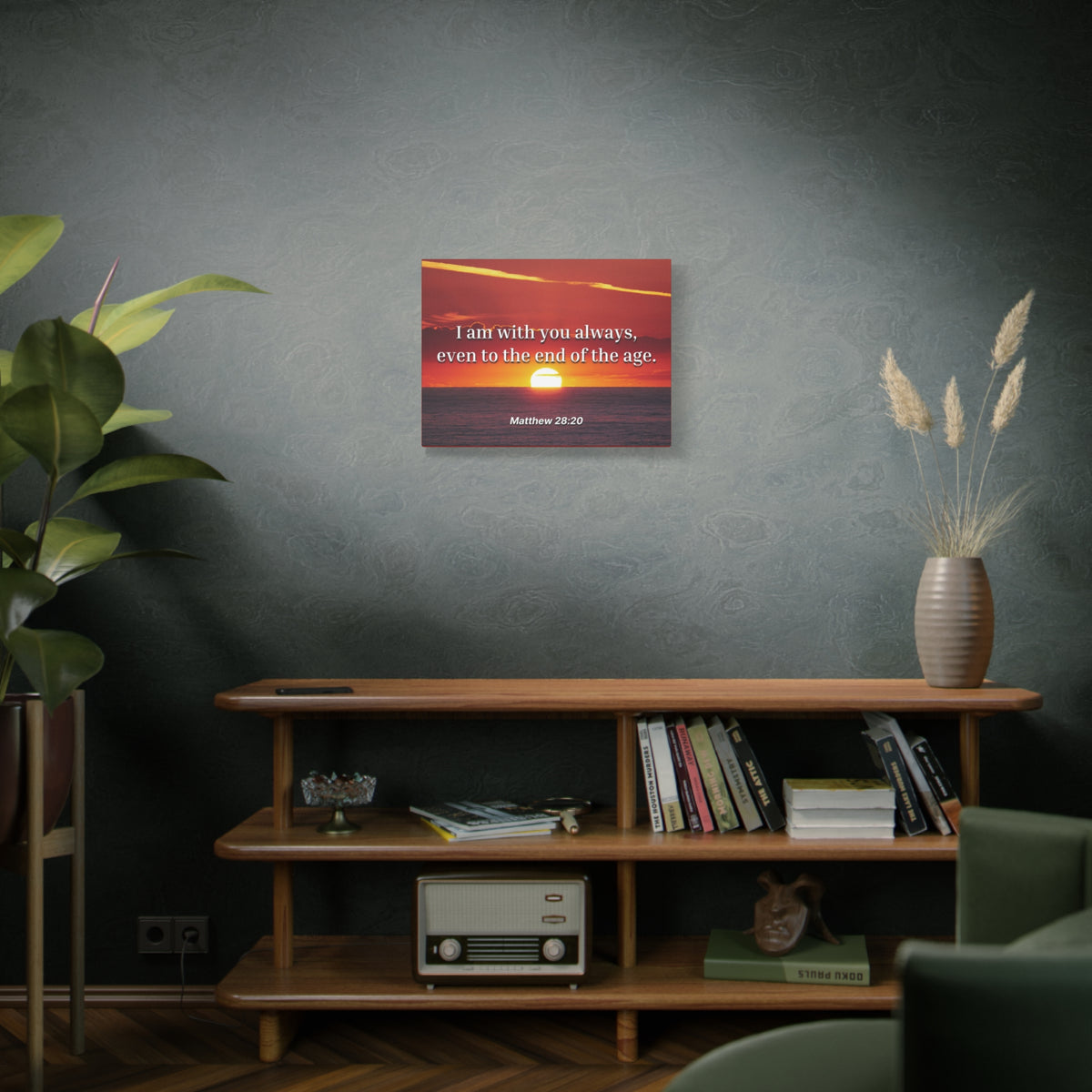 Scripture Canvas Unto The End Matthew 28:20 Christian Wall Art Bible Verse Print Ready to Hang