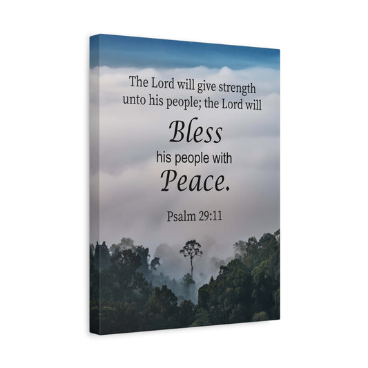 Scripture Canvas Bless Peace Psalm 29:11 Christian Wall Art Bible Verse Print Ready to Hang