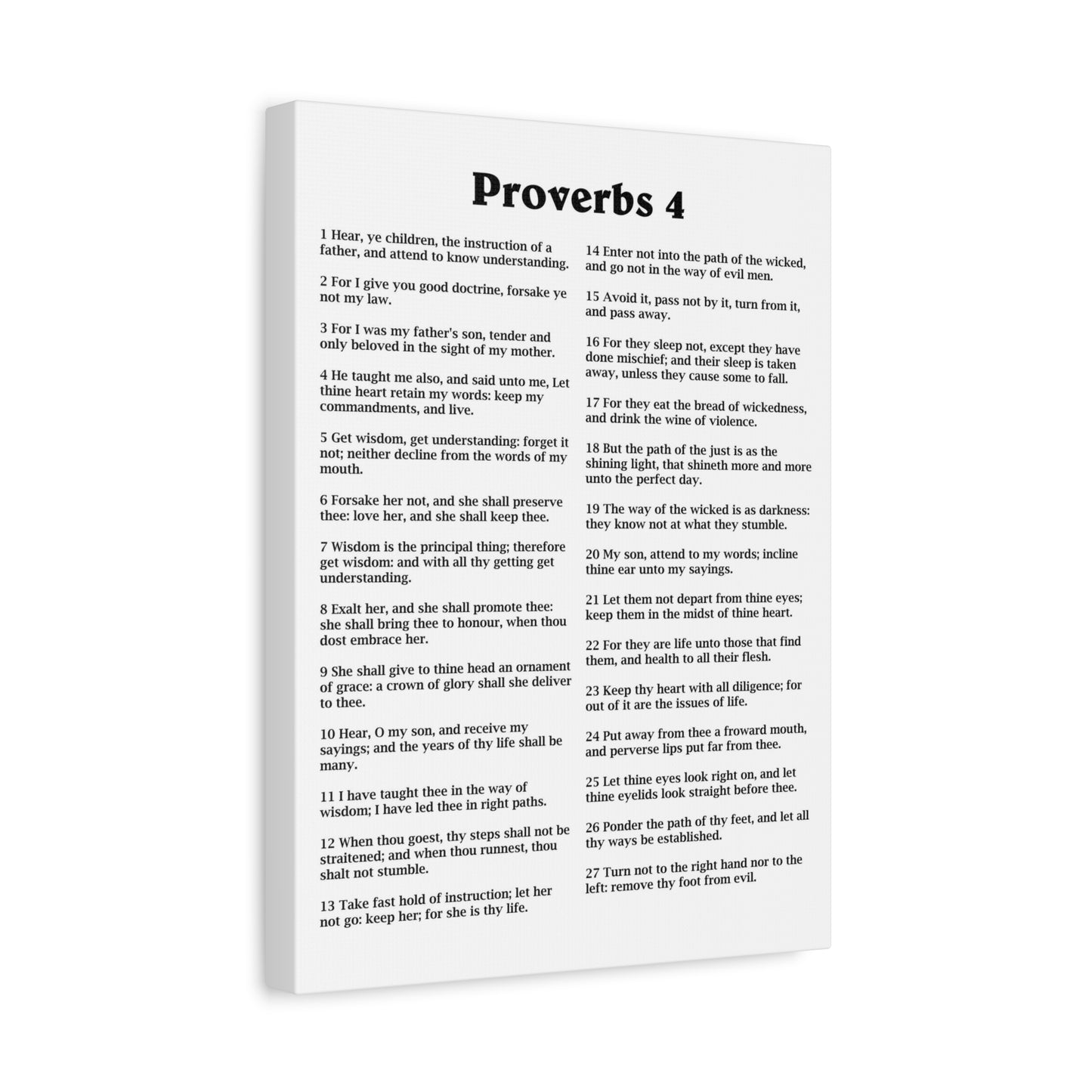 Scripture Walls Proverbs Chapter 4 White Bible Canvas Christian Wall Art Ready to Hang Unframed