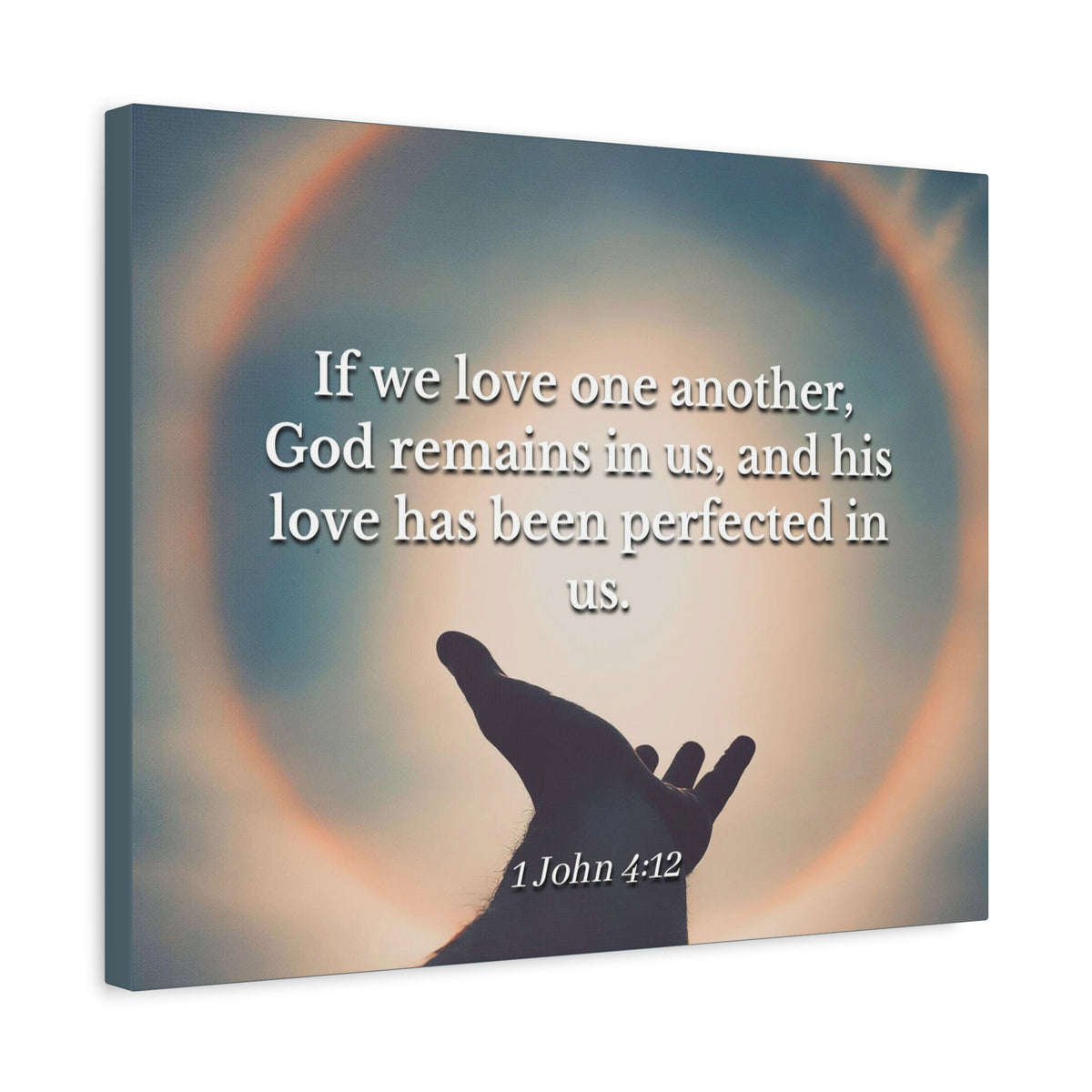 Scripture Canvas Love Is Perfect 1 John 4:12 Christian Wall Art Bible Verse Print Ready to Hang