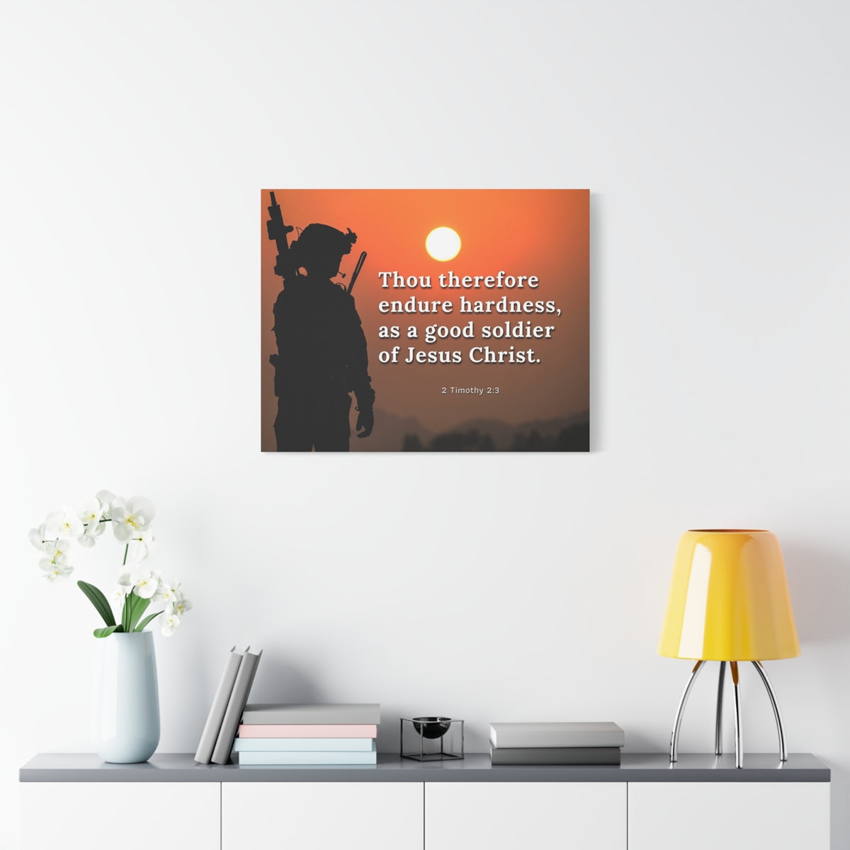 Scripture Canvas Endure Hardness 2 Timothy 2:3 Christian Wall Art Bible Verse Print Ready to Hang