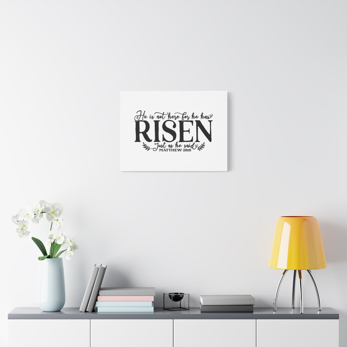Scripture Canvas He Has Risen Matthew 28:6 Christian Wall Art Bible Verse Print Ready to Hang