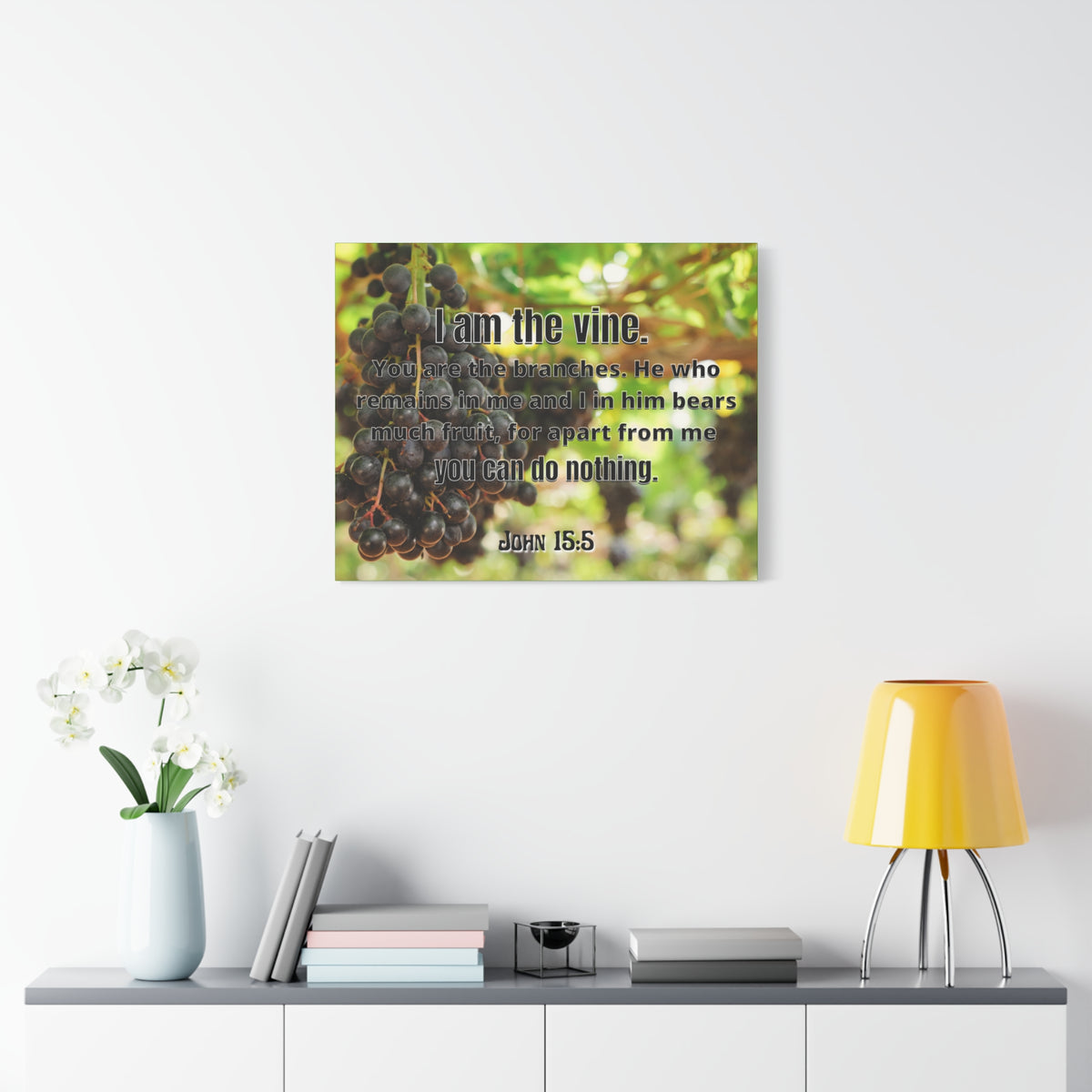 Scripture Canvas I Am The Vine John 15:5 Christian Wall Art Bible Verse Print Ready to Hang