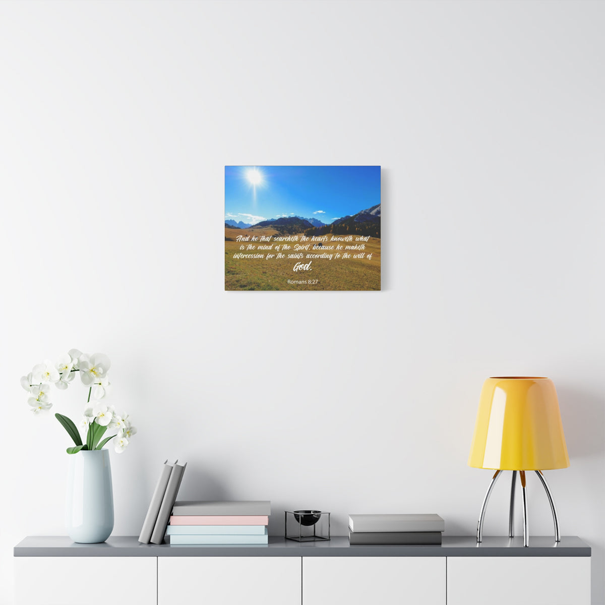 Scripture Canvas The Will of God Romans 8:27 Christian Wall Art Bible Verse Print Ready to Hang