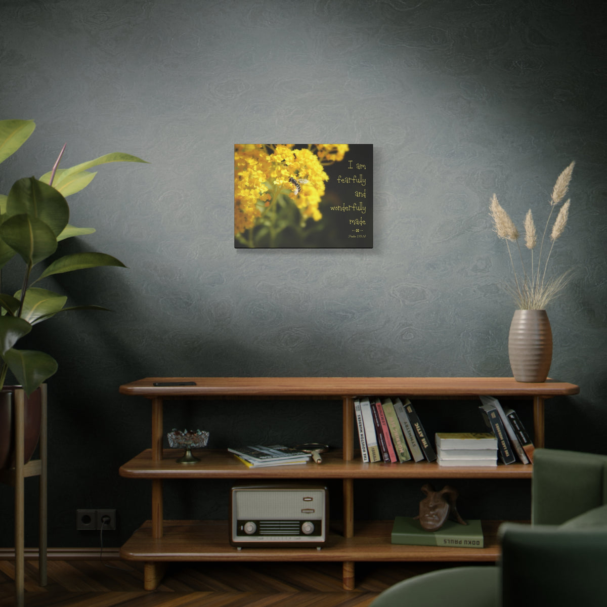 Scripture Walls Wonderfully Made Psalm 139:14 Bee Bible Verse Canvas Christian Wall Art Ready to Hang