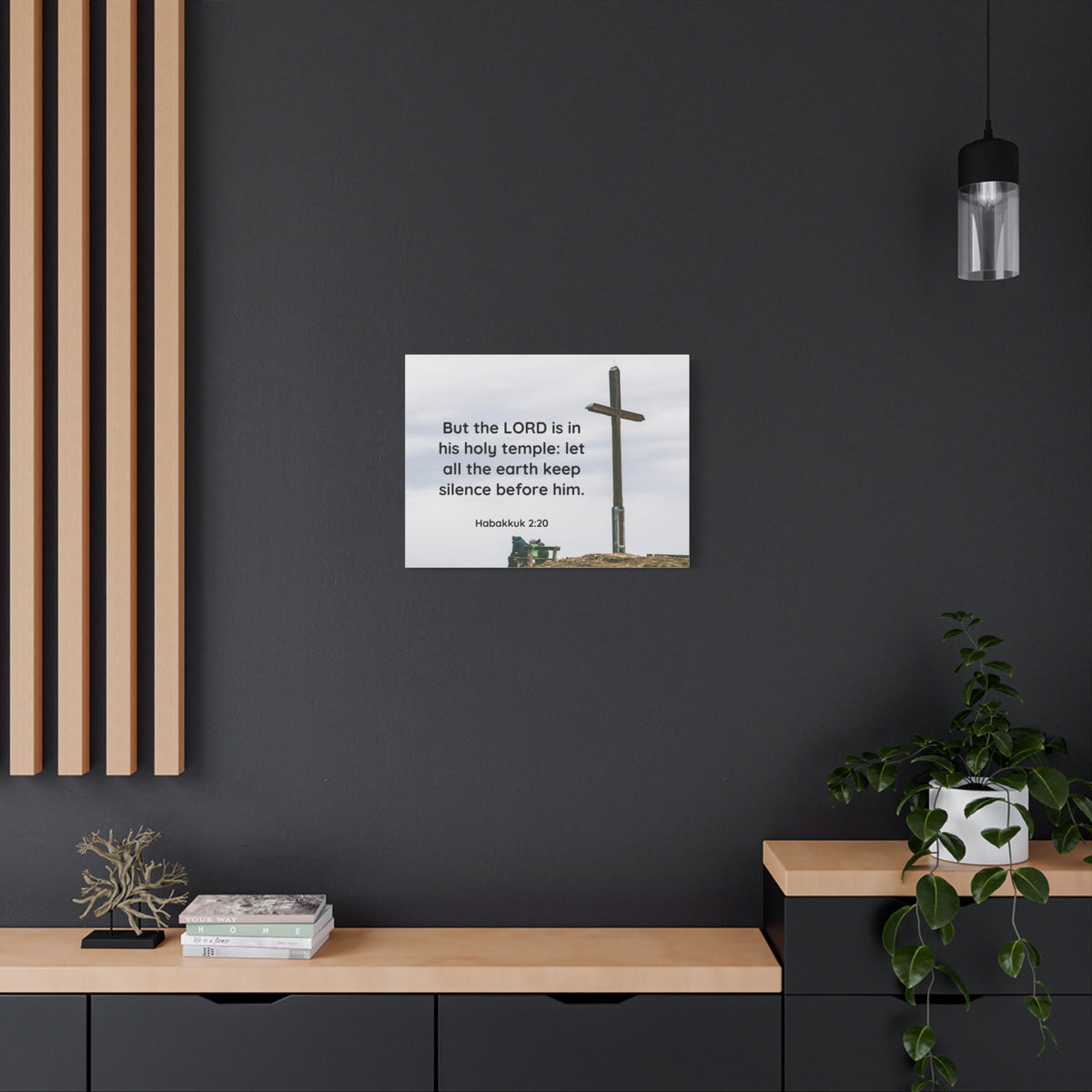 Scripture Canvas Holy Temple Habakkuk 2:20 Christian Wall Art Bible Verse Print Ready to Hang