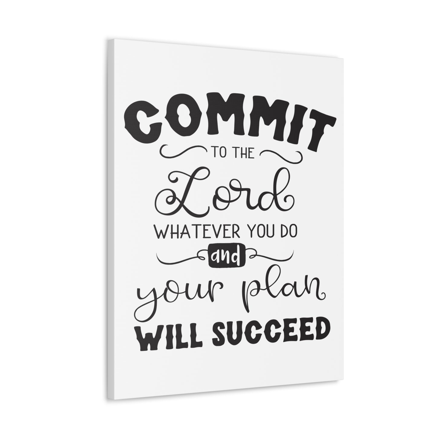 To The Lord Proverbs 16:3 Cursive Christian Wall Art Print Ready to Hang