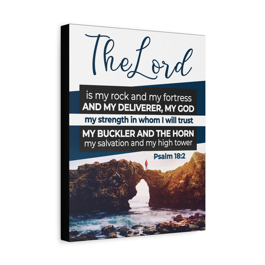 Scripture Canvas The Lord is My Rock Psalm 18:2 KJV Christian Wall Art Bible Verse Print Ready to Hang