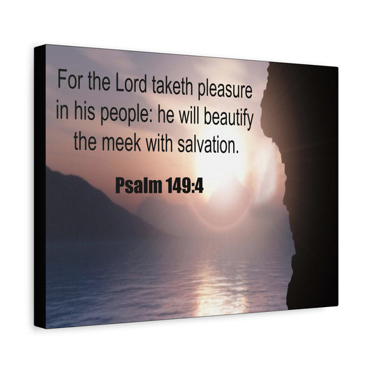 Scripture Canvas Beutify the Meek Psalm 149:4 Christian Wall Art Bible Verse Print Ready to Hang