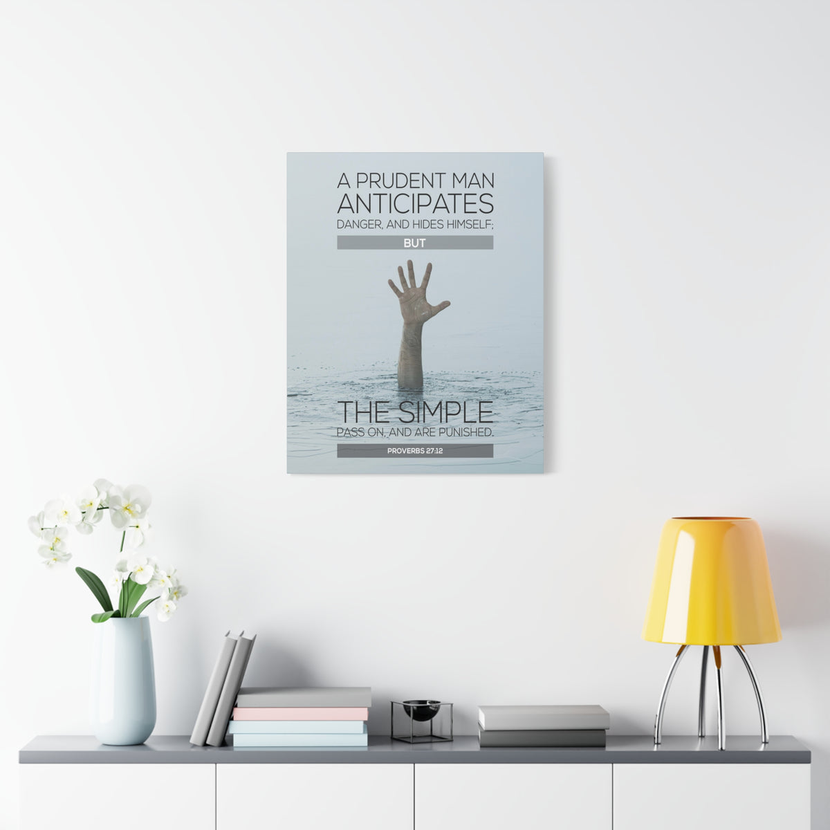 Scripture Canvas A Prudent Man Drowning Proverbs 27:12 Christian Wall Art Bible Verse Print Ready to Hang
