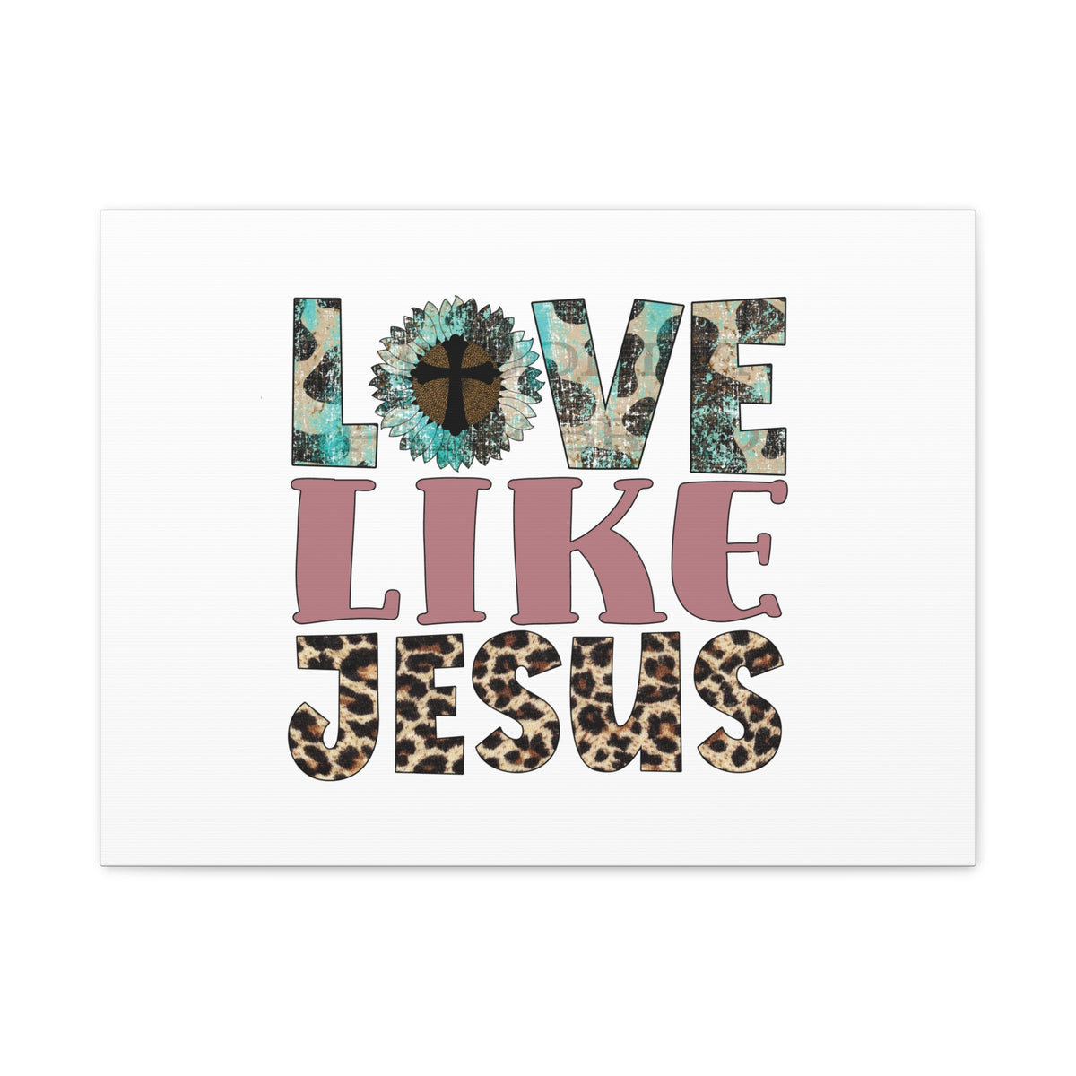 Scripture Canvas Love Like Jesus John 15:12 Blue Flower Christian Wall Art Bible Verse Print Ready to Hang