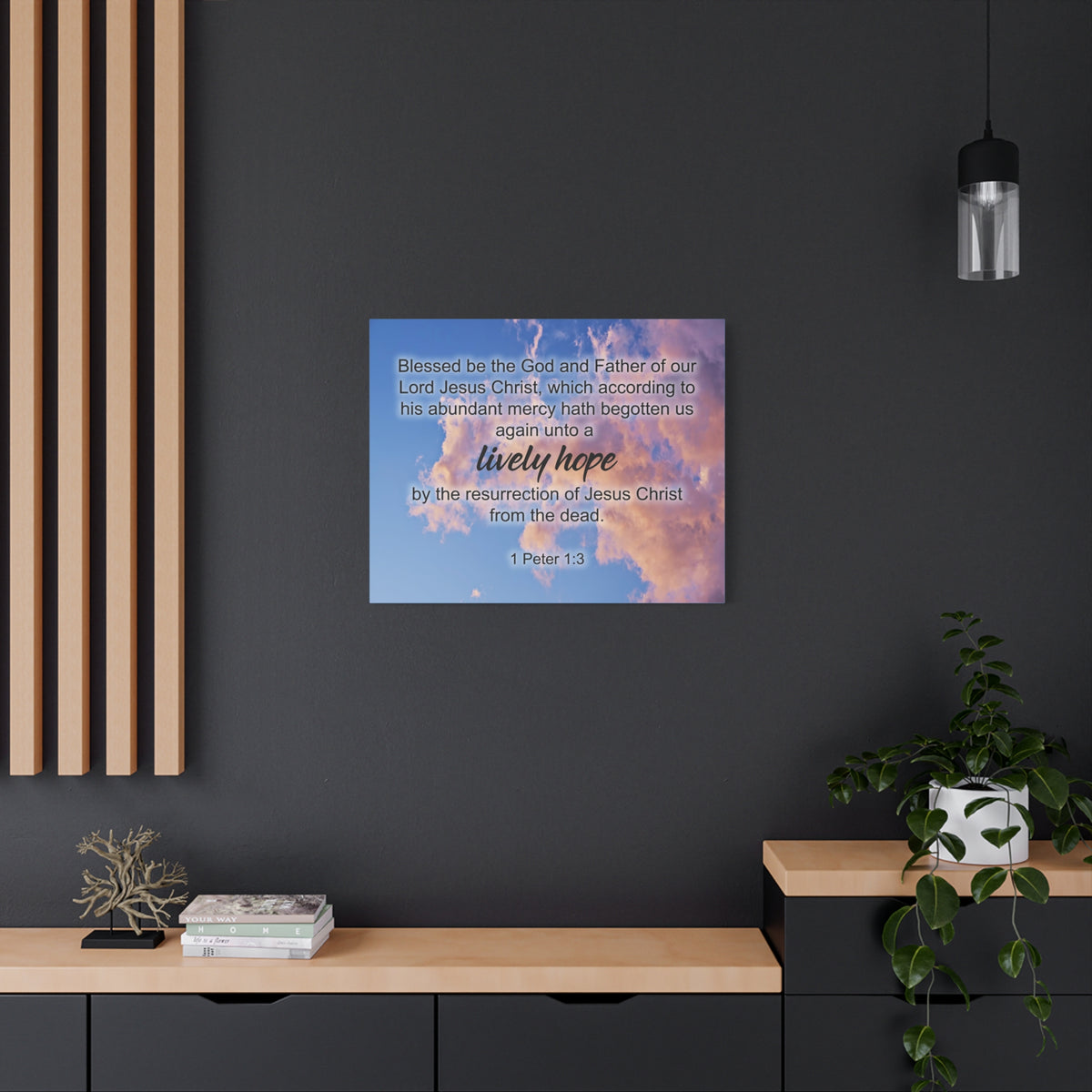 Scripture Canvas Lively Hope 1 Peter 1:3 Christian Wall Art Bible Verse Print Ready to Hang